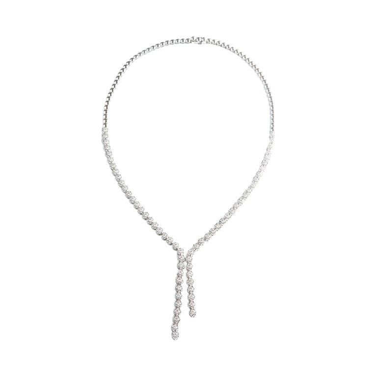 Royal Fine Jewellery White Diamond White Gold Drop Link Necklace For Sale