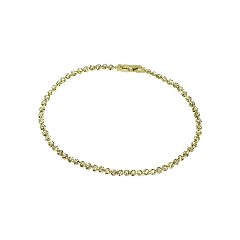 Royal Fine Jewelry Weißes Diamant-Gelb-Armband 14 Karat Gold (Antiker Kissenschliff) im Angebot