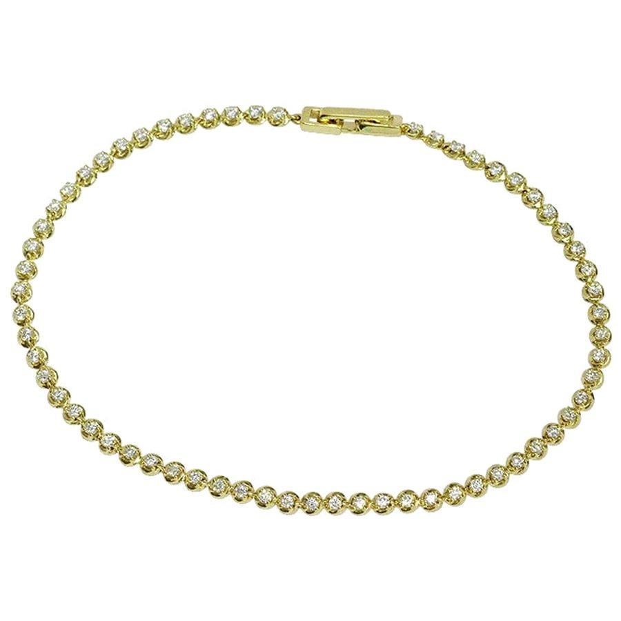 Royal Fine Jewelry White Diamond Yellow Bracelet 14 Karat Gold For Sale