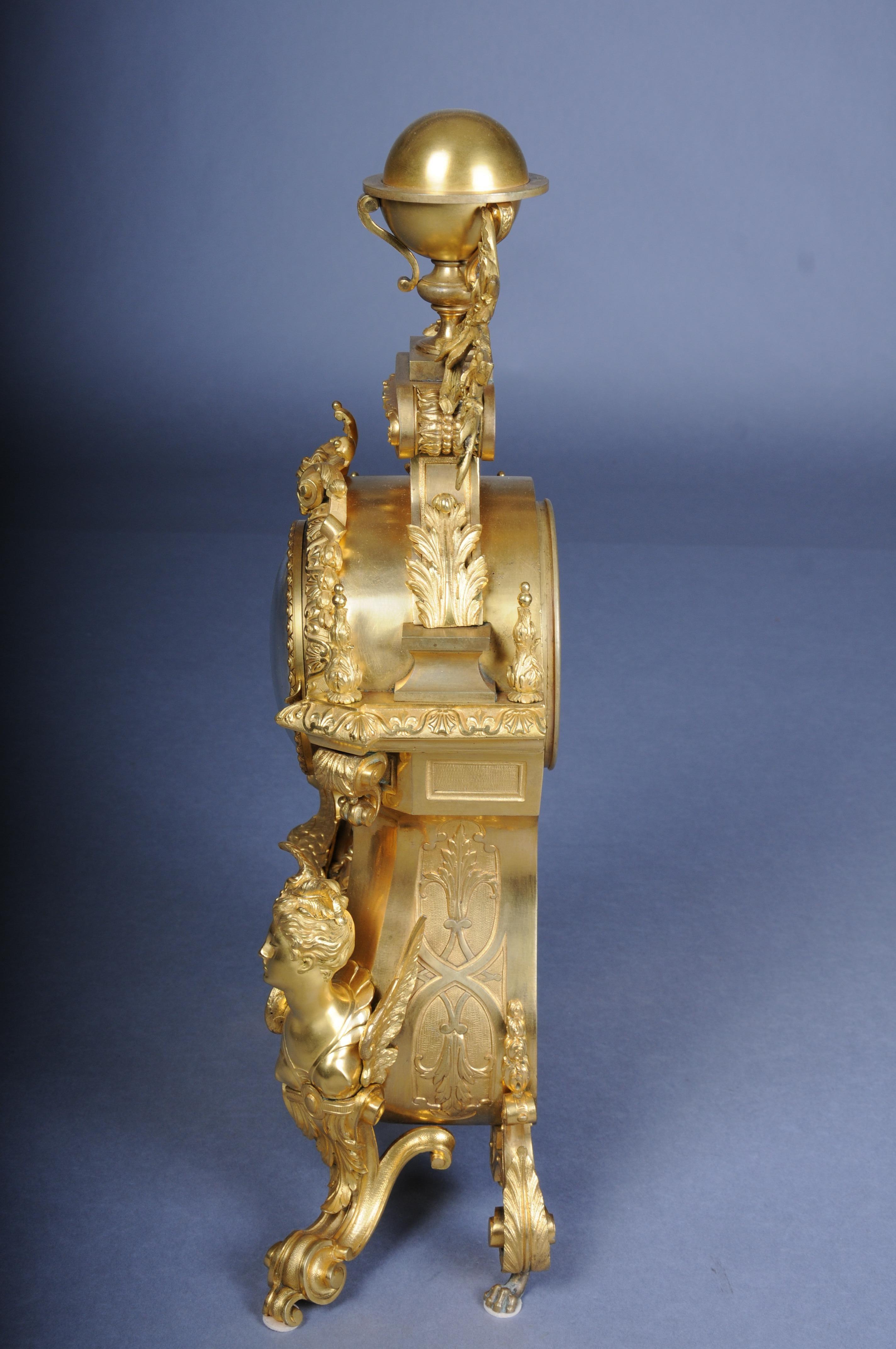 Royal fire-gilded mantel clock/Pendule Napoleon III, 1870, Paris, signed Lantier For Sale 5