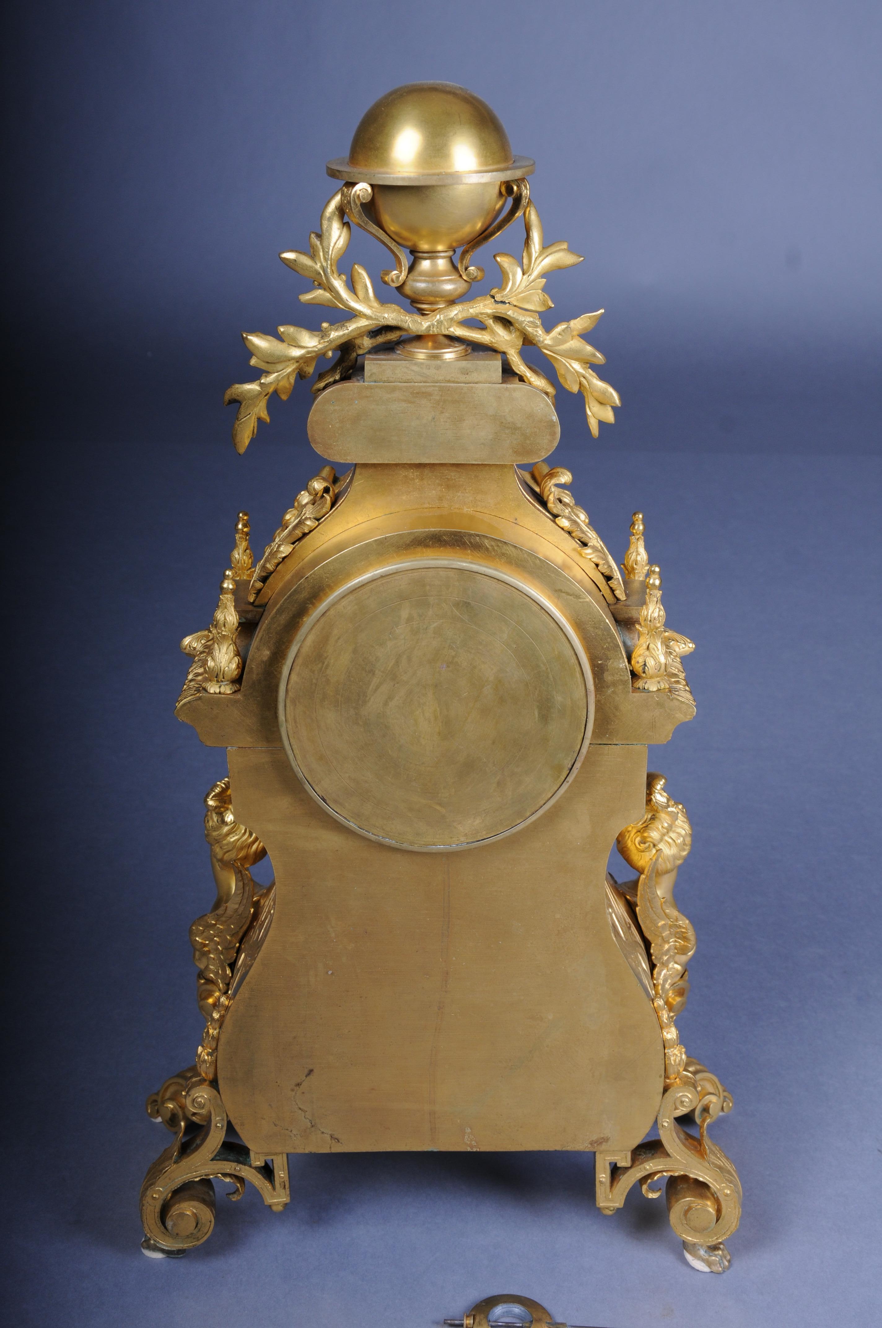 Royal fire-gilded mantel clock/Pendule Napoleon III, 1870, Paris, signed Lantier For Sale 11