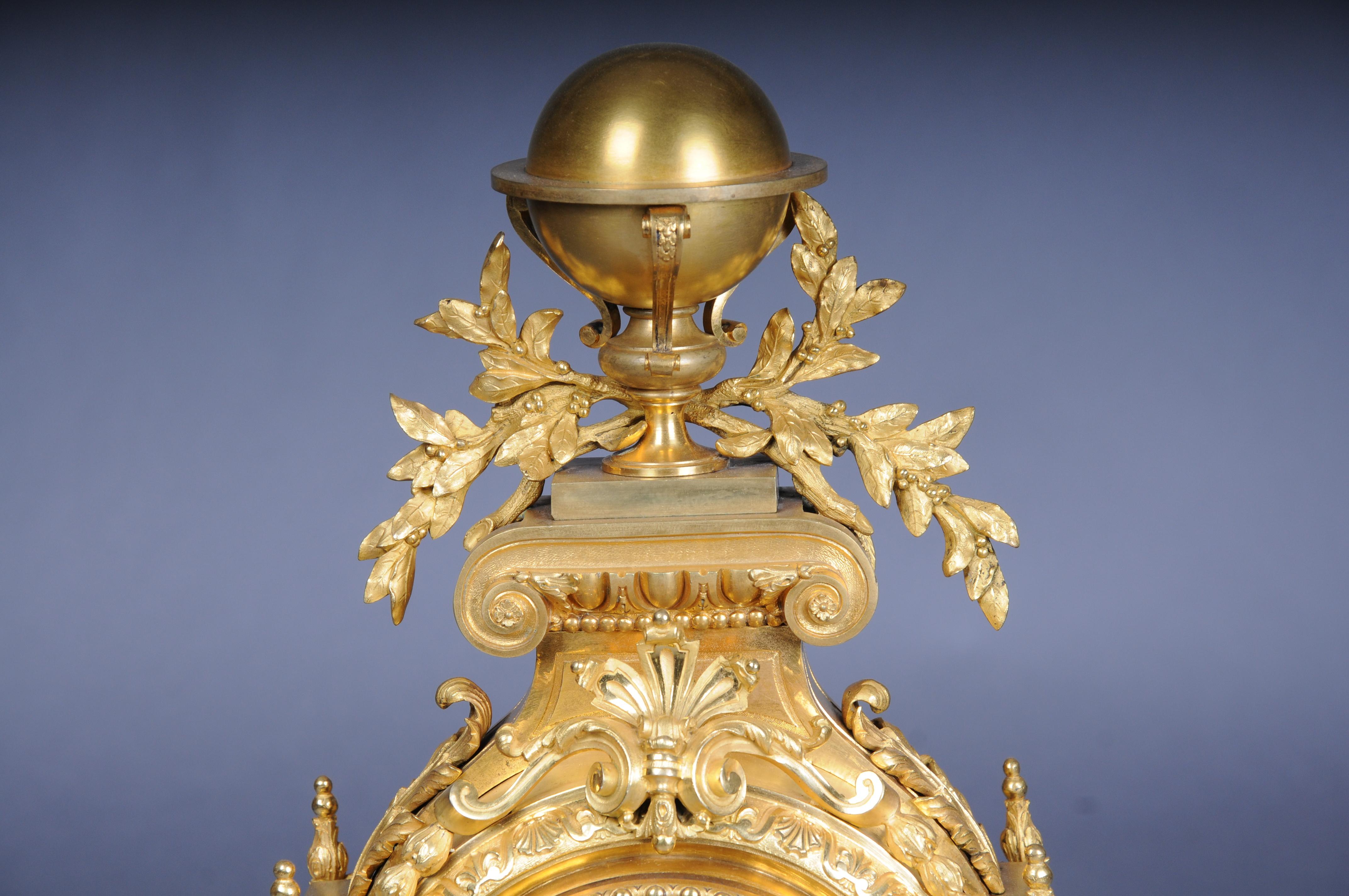 French Royal fire-gilded mantel clock/Pendule Napoleon III, 1870, Paris, signed Lantier For Sale