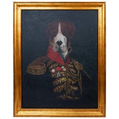 Portrait royal de chien en tenue de soirée:: peinture à l'huile