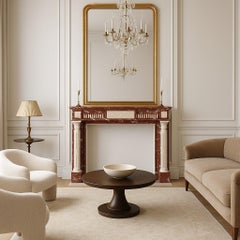 Royal French Louis XVI Rouge de Languedoc & Carrara Marble Fireplace Mantel