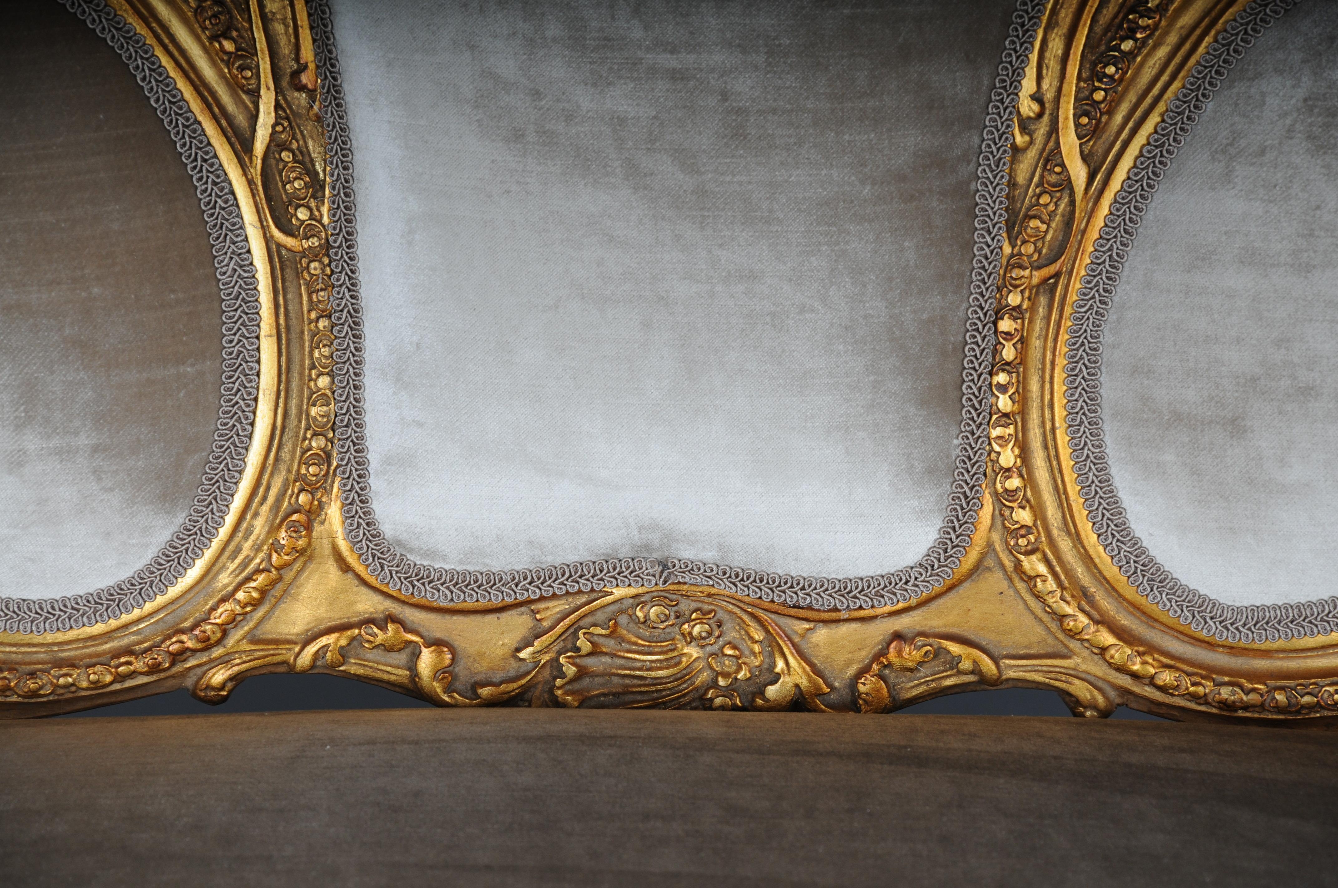 Royal French lounge sofa/Couch/Bench in Louis XV style, beechwood gold For Sale 5