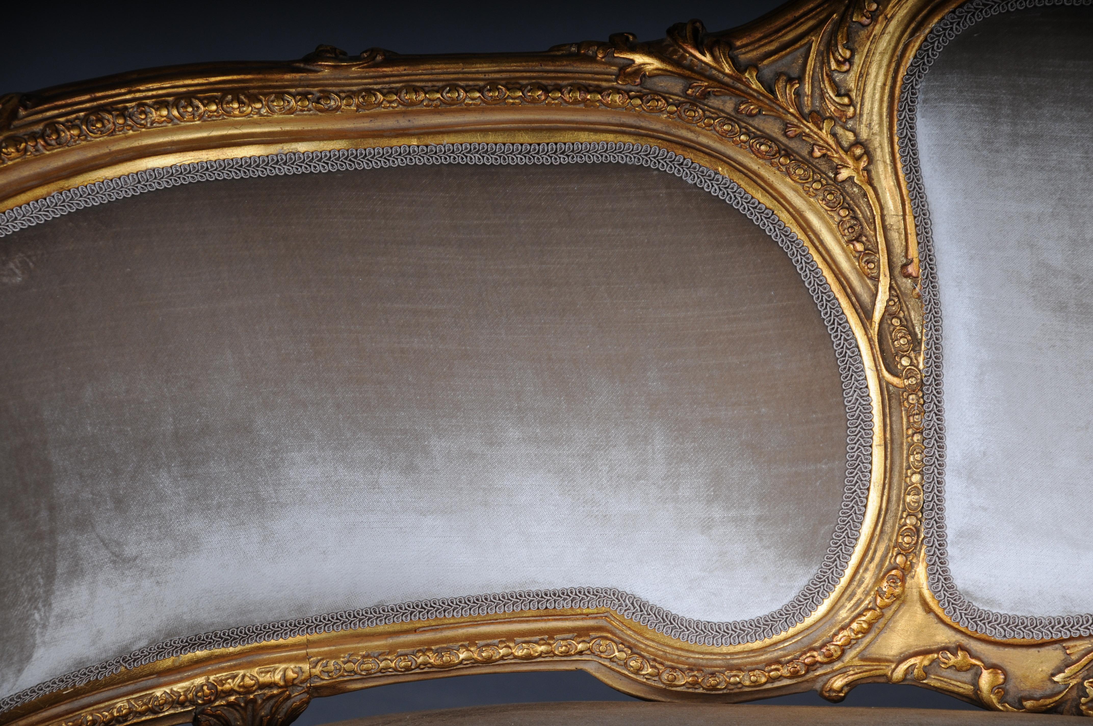 Royal French lounge sofa/Couch/Bench in Louis XV style, beechwood gold For Sale 6