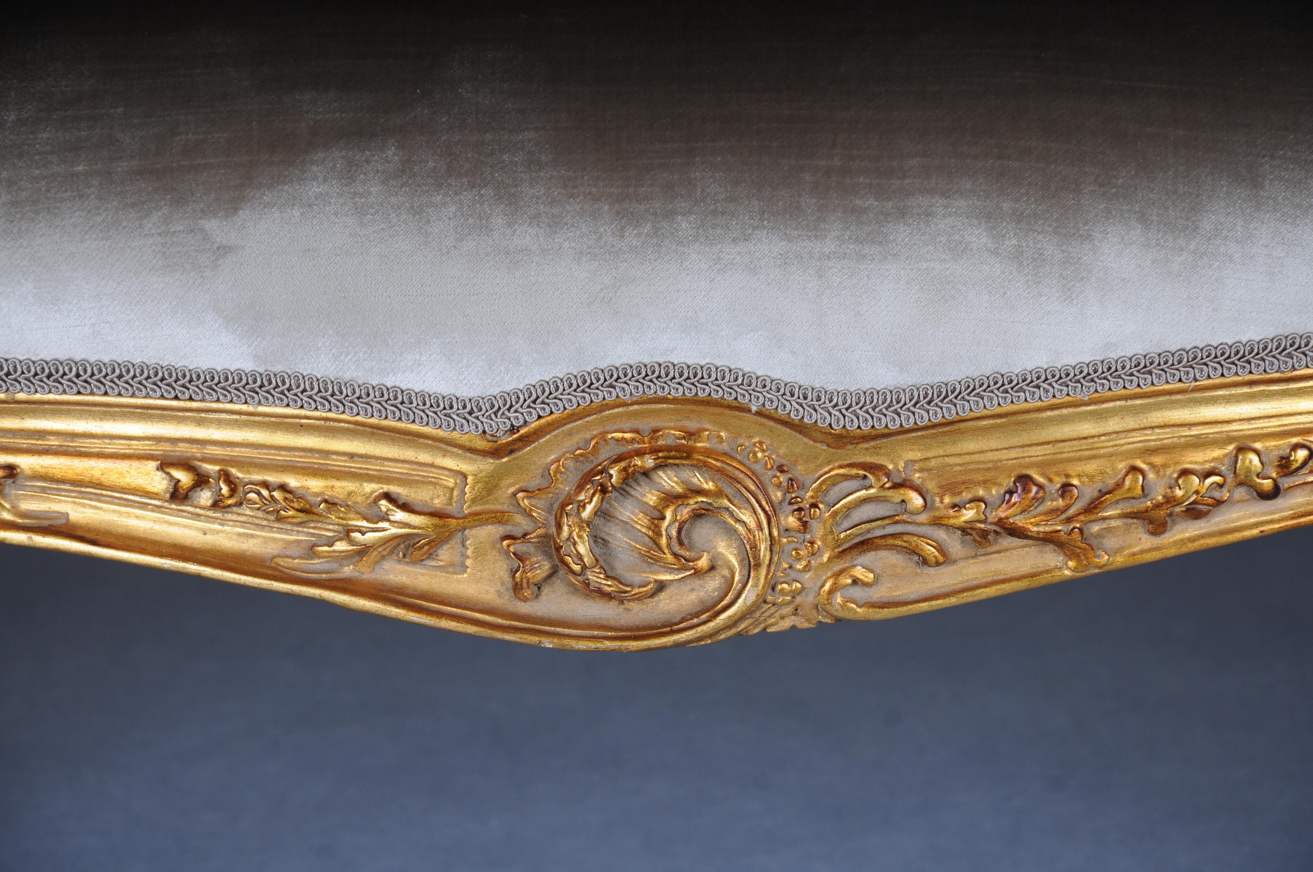 Royal French lounge sofa/Couch/Bench in Louis XV style, beechwood gold For Sale 7
