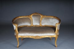 Royal French lounge sofa/Couch/Bench in Louis XV style, beechwood gold