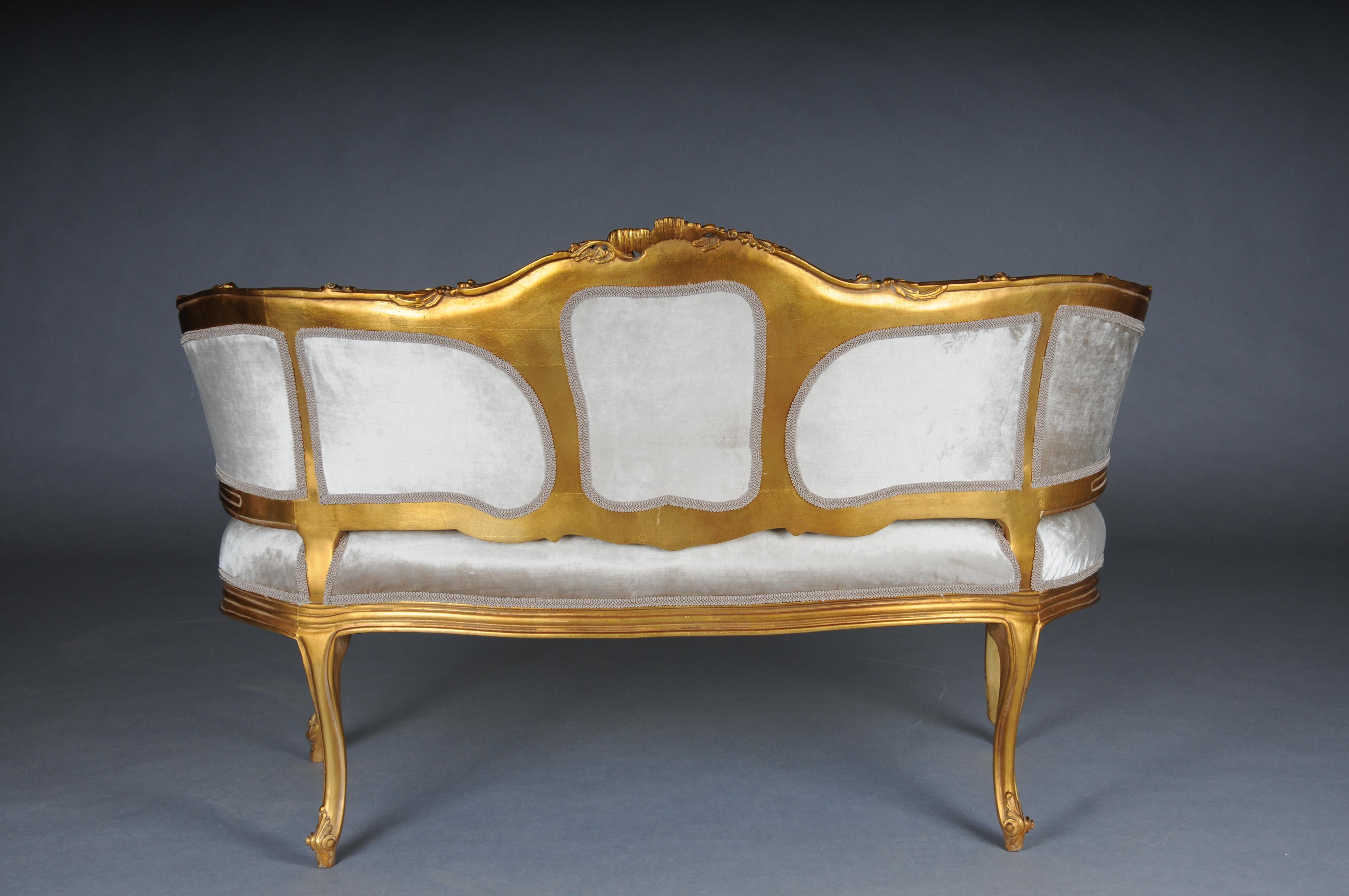Upholstery Royal French lounge sofa/Couch/Bench in Louis XV style, beechwood gold For Sale