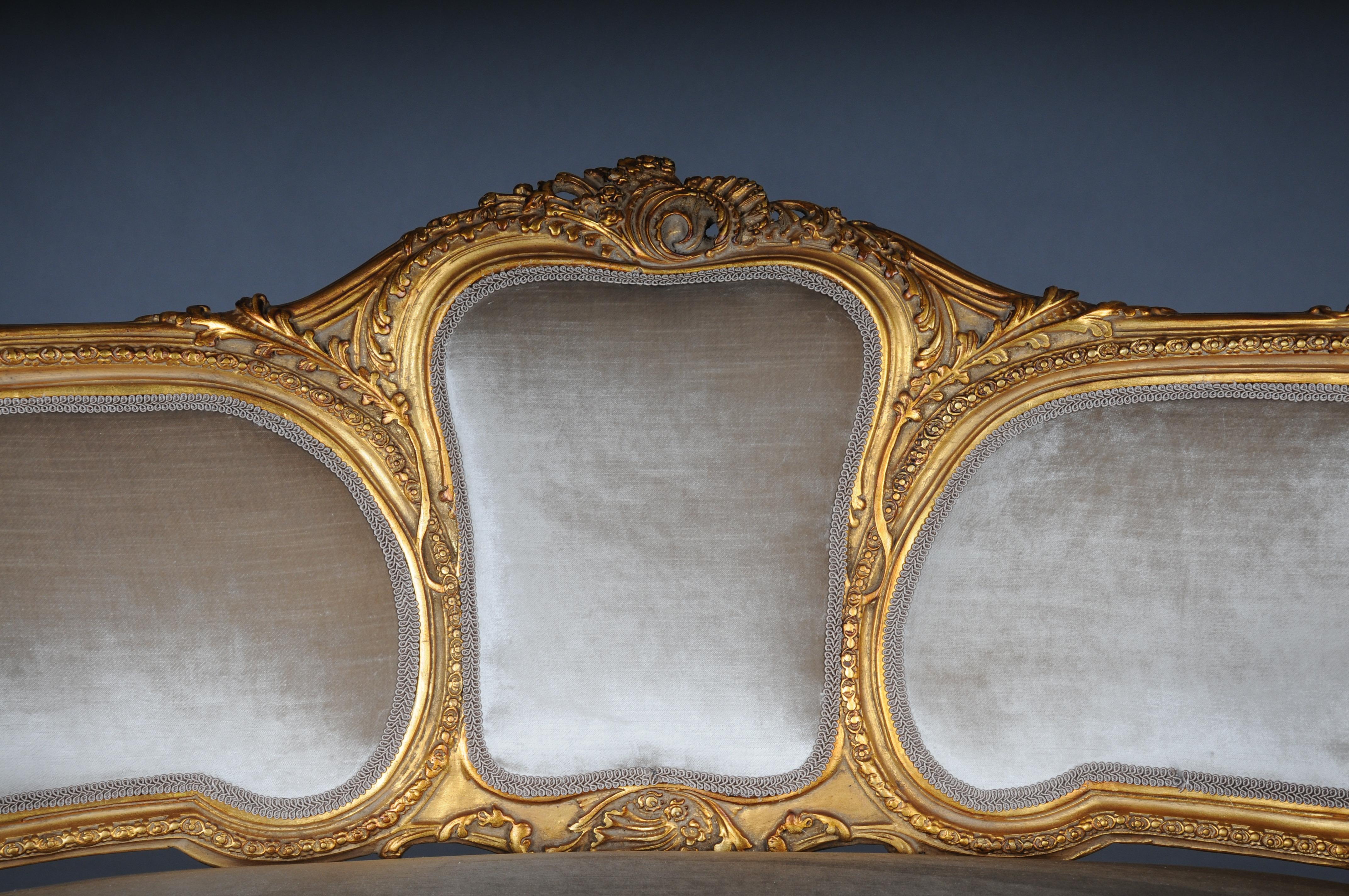 Royal French lounge sofa/Couch/Bench in Louis XV style, beechwood gold For Sale 2