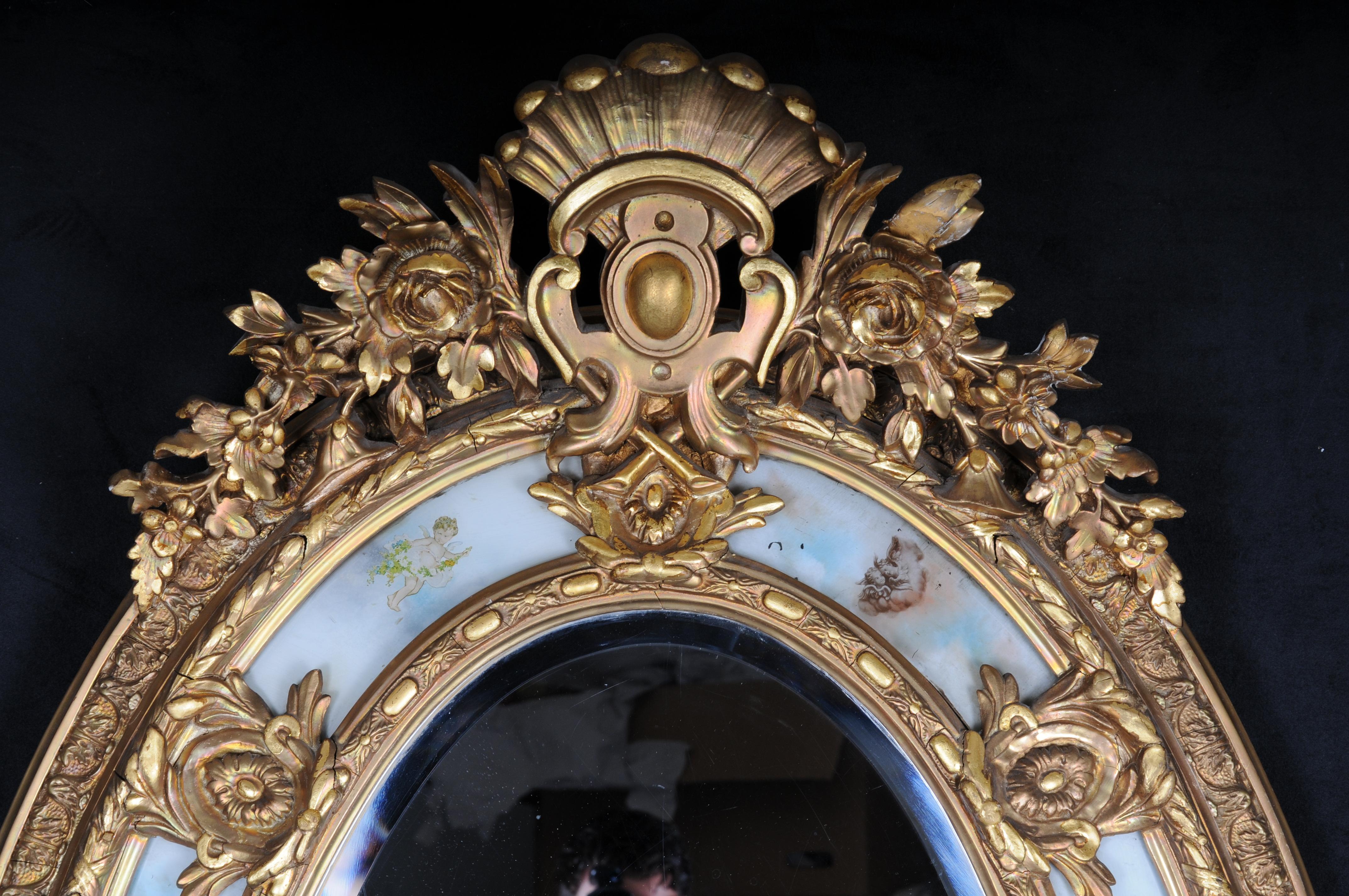 Specchio barocco ovale reale francese del 1880 circa, oro, Napoleone III in vendita 9
