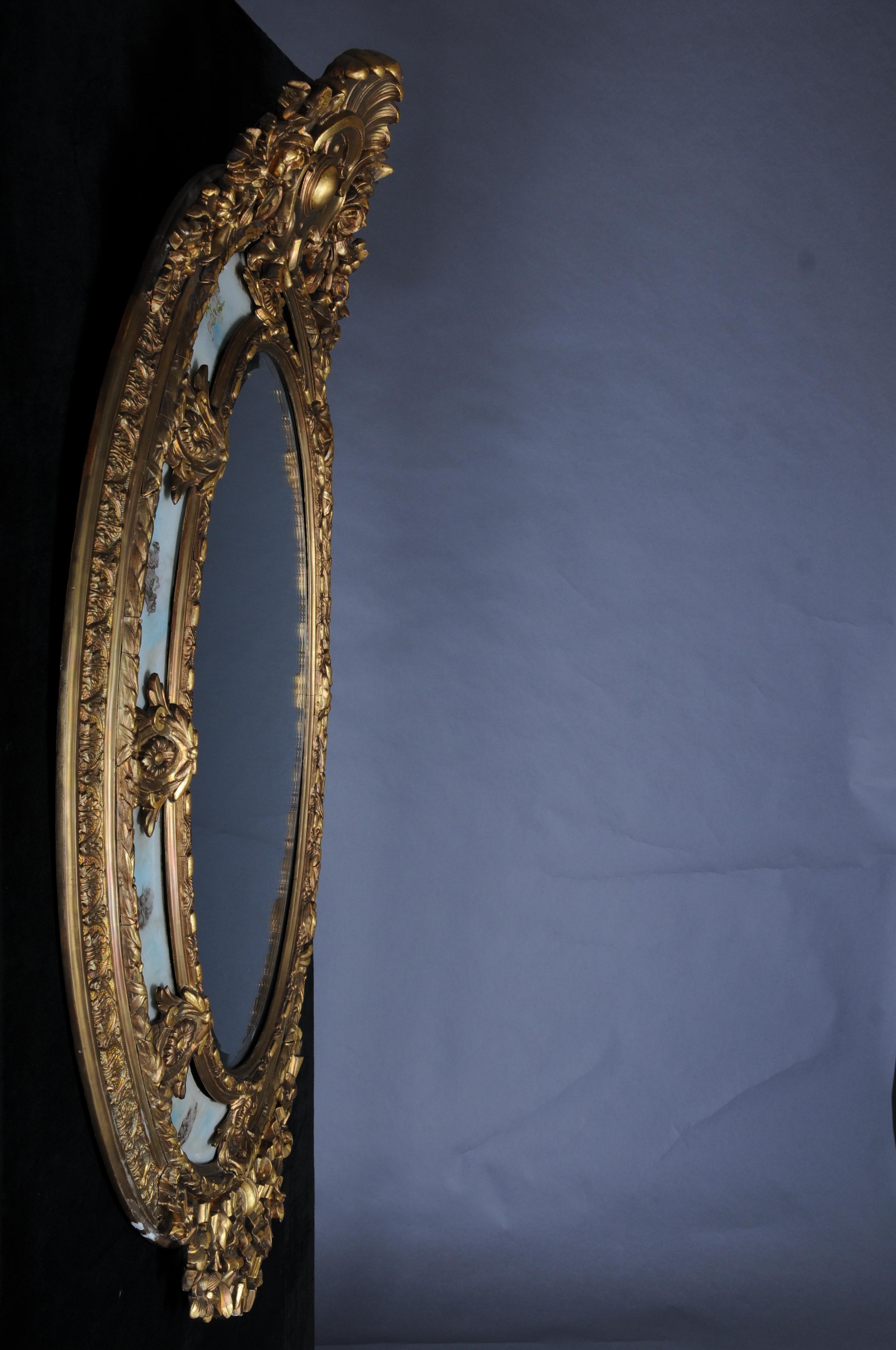 Specchio barocco ovale reale francese del 1880 circa, oro, Napoleone III in vendita 11