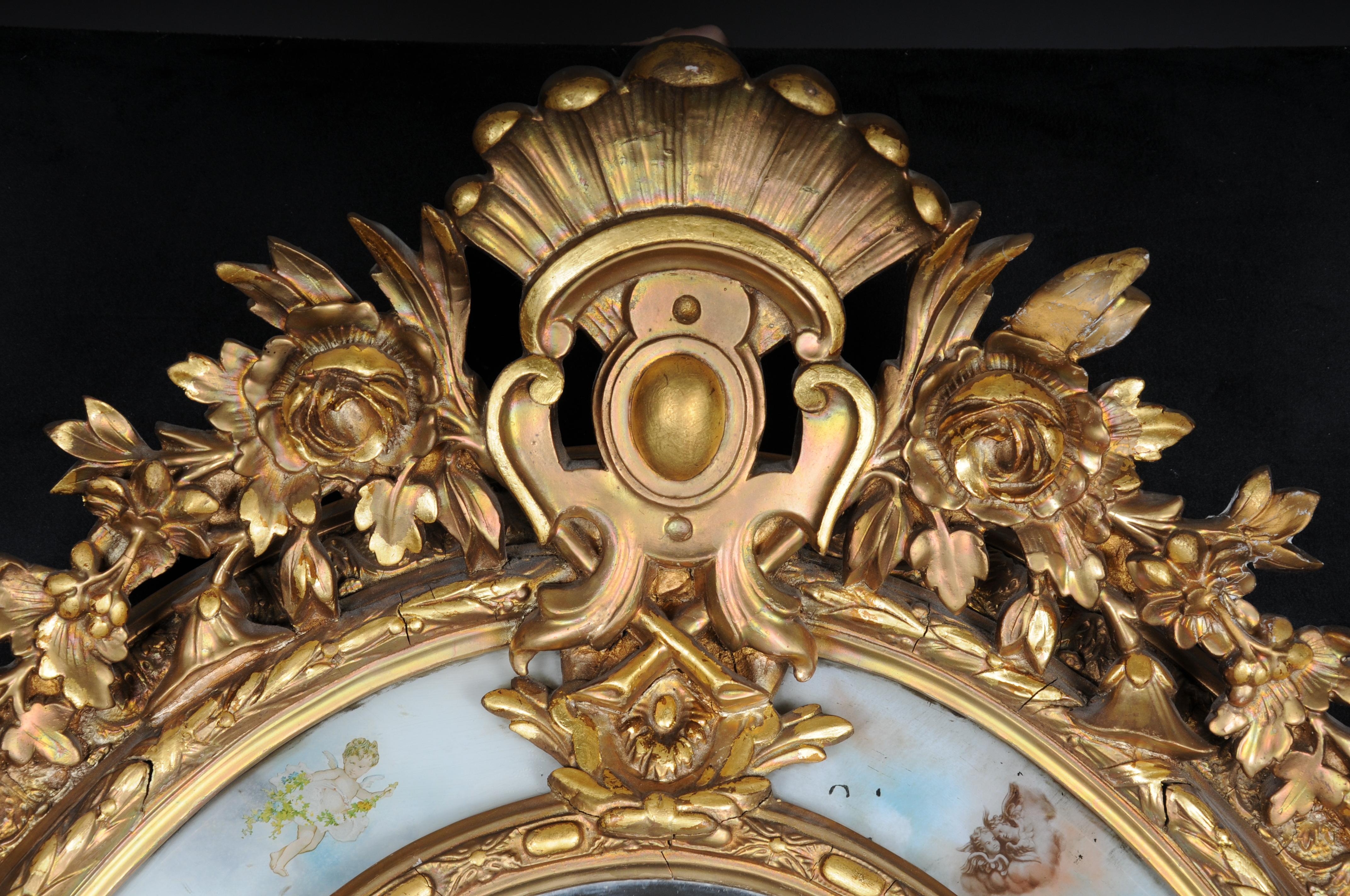 Francese Specchio barocco ovale reale francese del 1880 circa, oro, Napoleone III in vendita