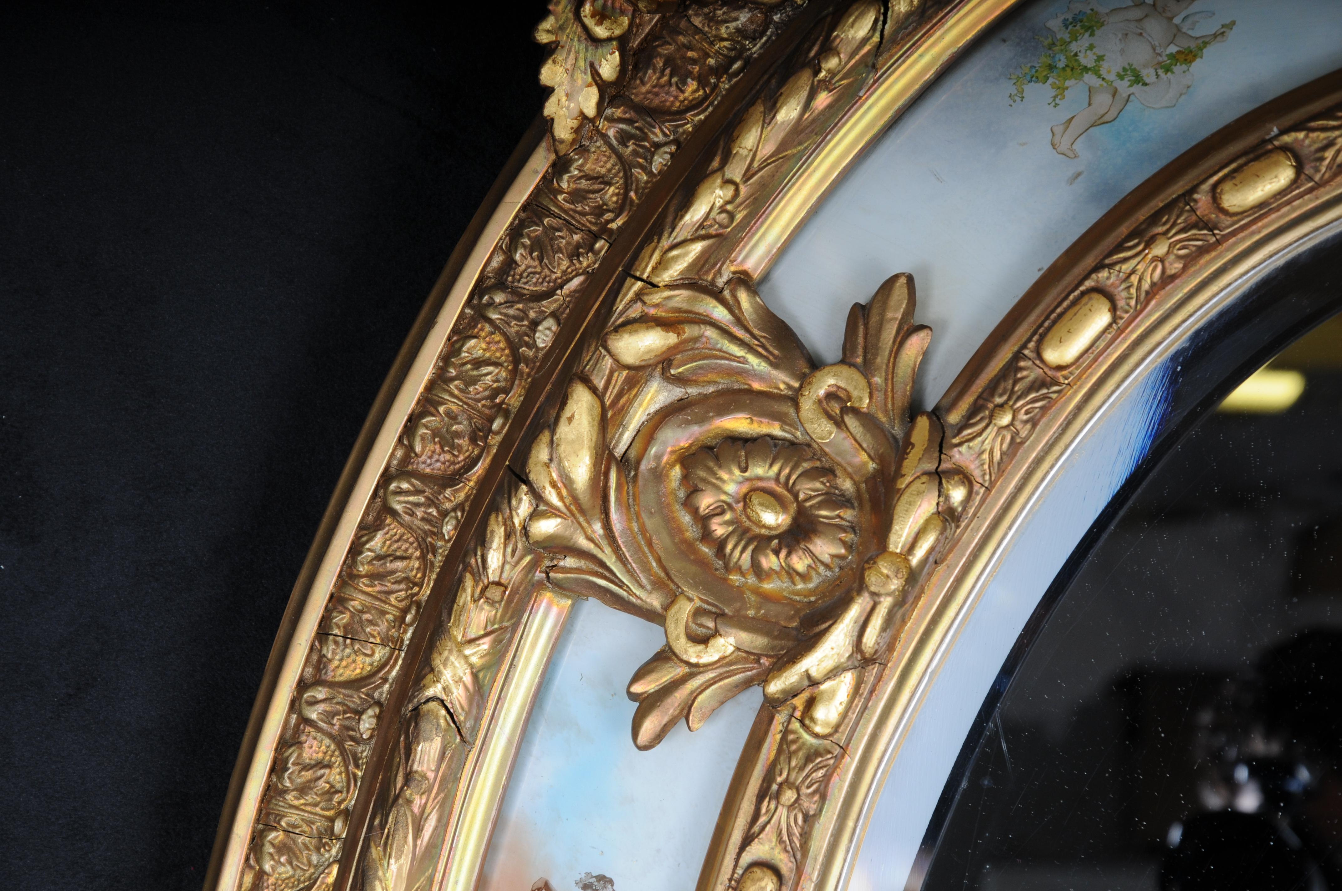 Specchio barocco ovale reale francese del 1880 circa, oro, Napoleone III In condizioni buone in vendita a Berlin, DE