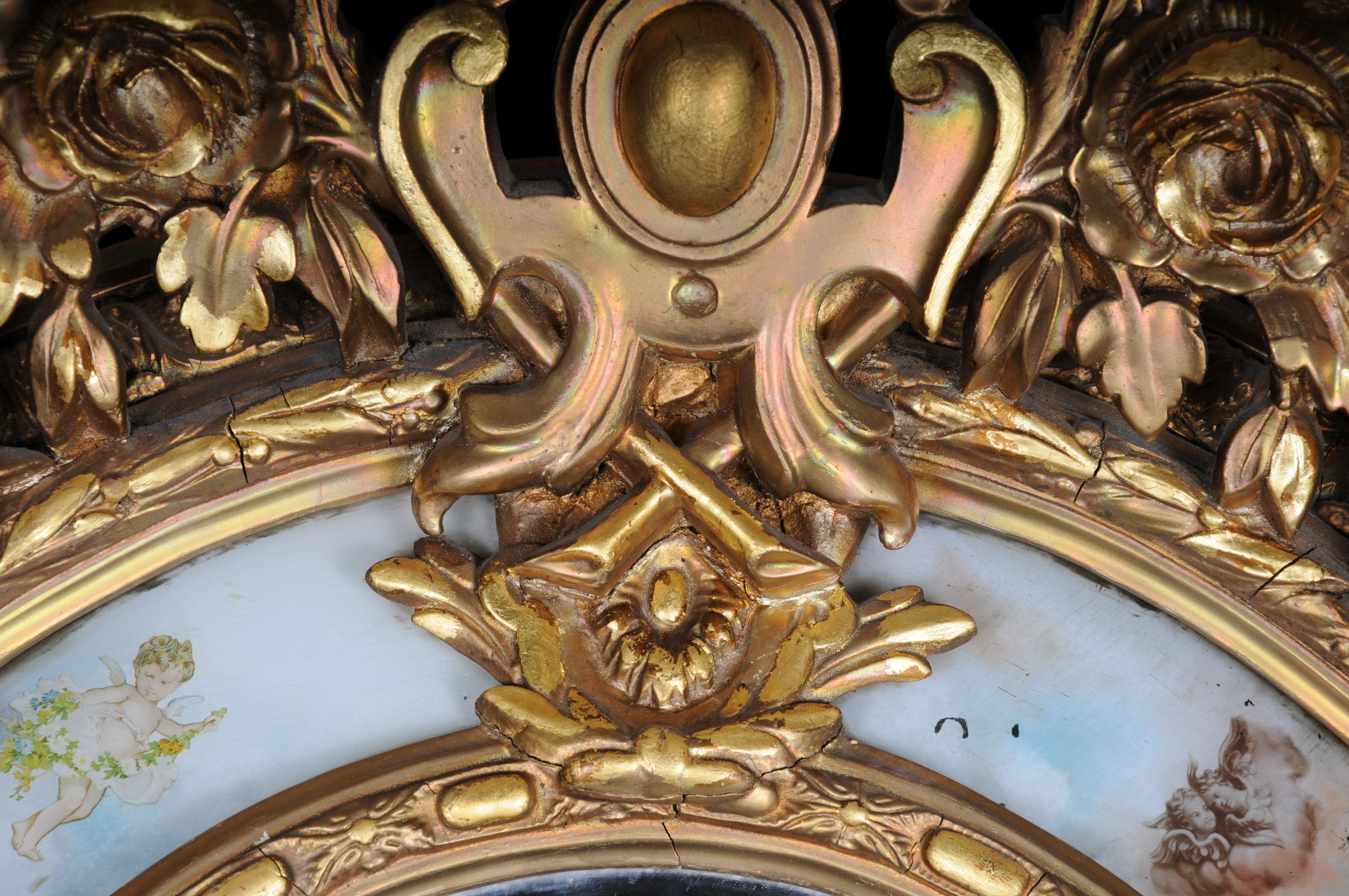 Fine XIX secolo Specchio barocco ovale reale francese del 1880 circa, oro, Napoleone III in vendita