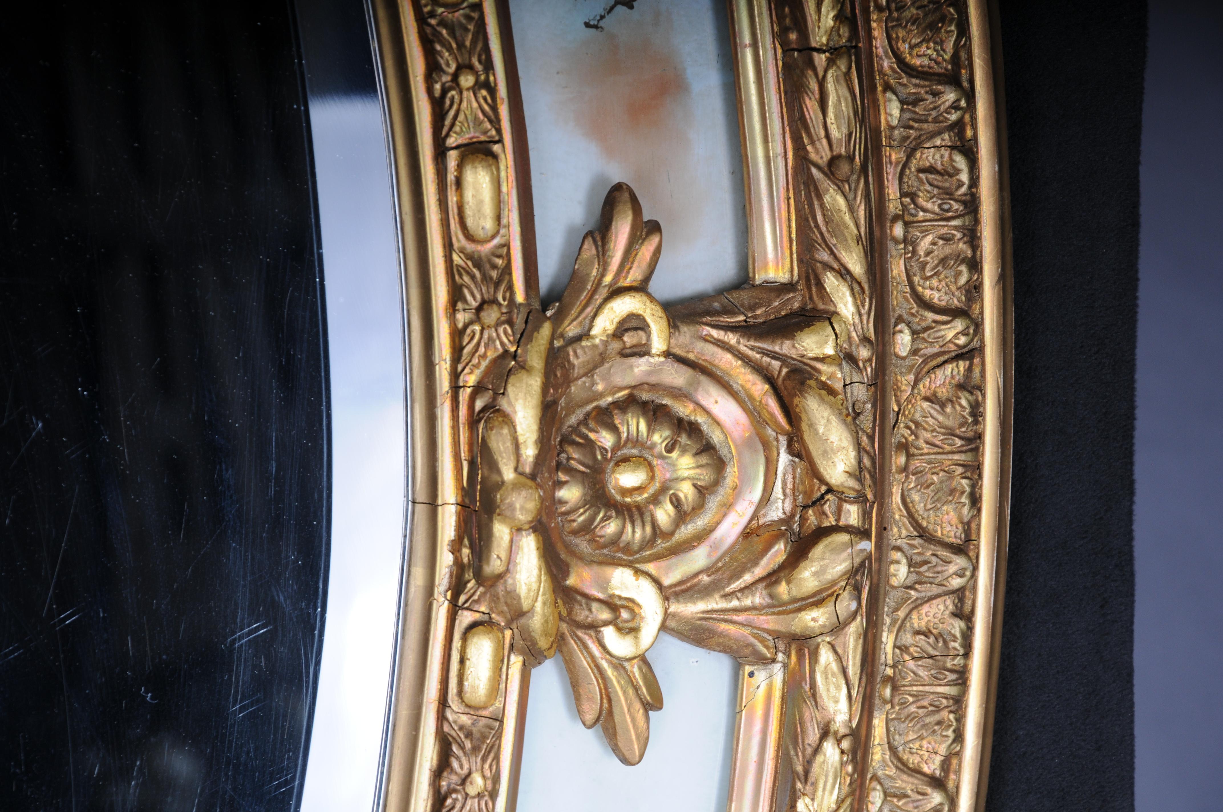 Vetro Specchio barocco ovale reale francese del 1880 circa, oro, Napoleone III in vendita