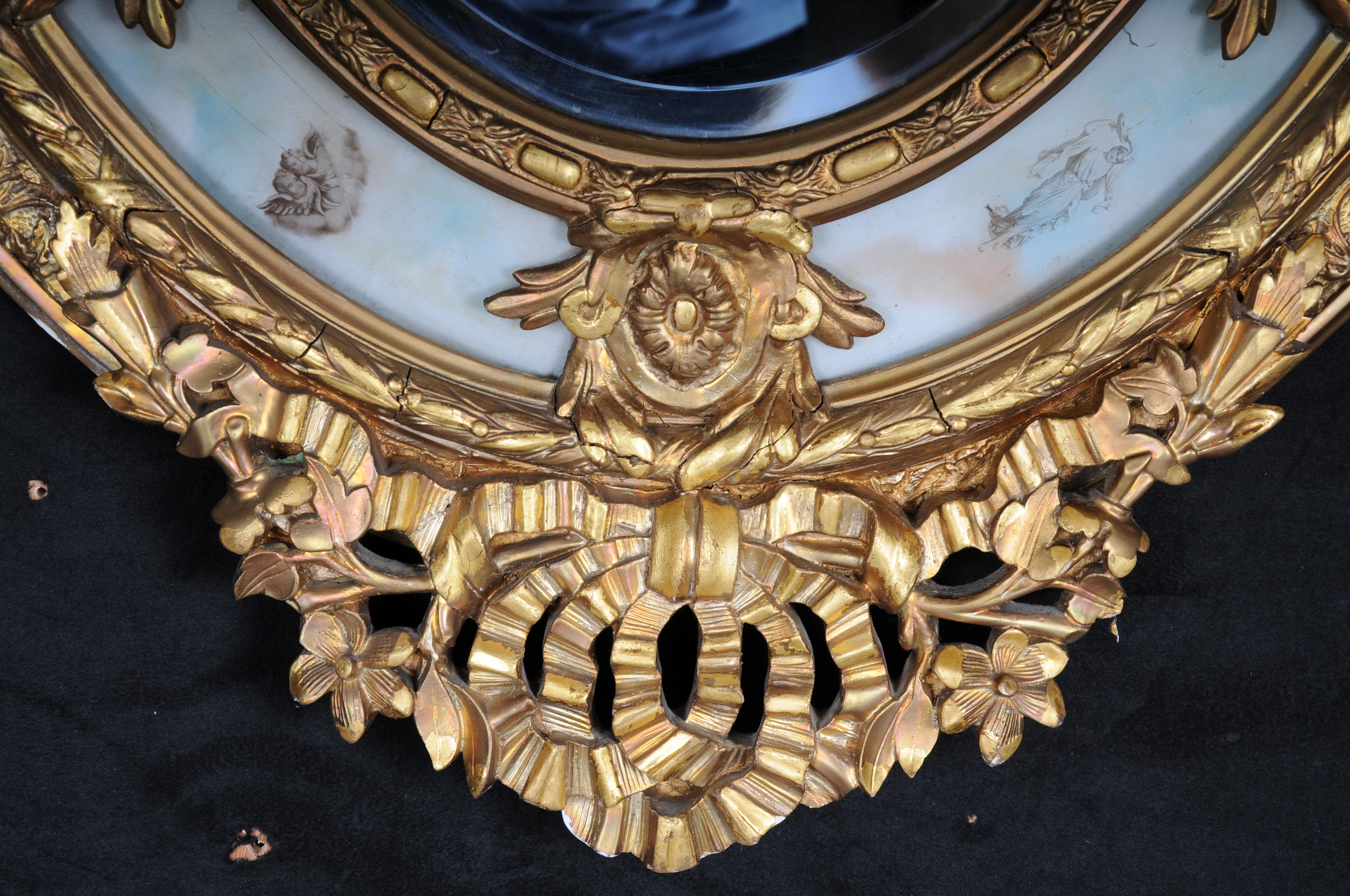 Specchio barocco ovale reale francese del 1880 circa, oro, Napoleone III in vendita 1