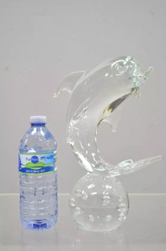 Royal Gallery Escultura de Cristal Italiano 12" Pez Delfín Estilo Murano