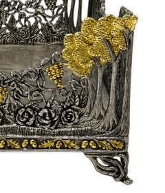 Royal Garden Sterling Silver and 18K Gold Botanical Napkin Holder with Roses