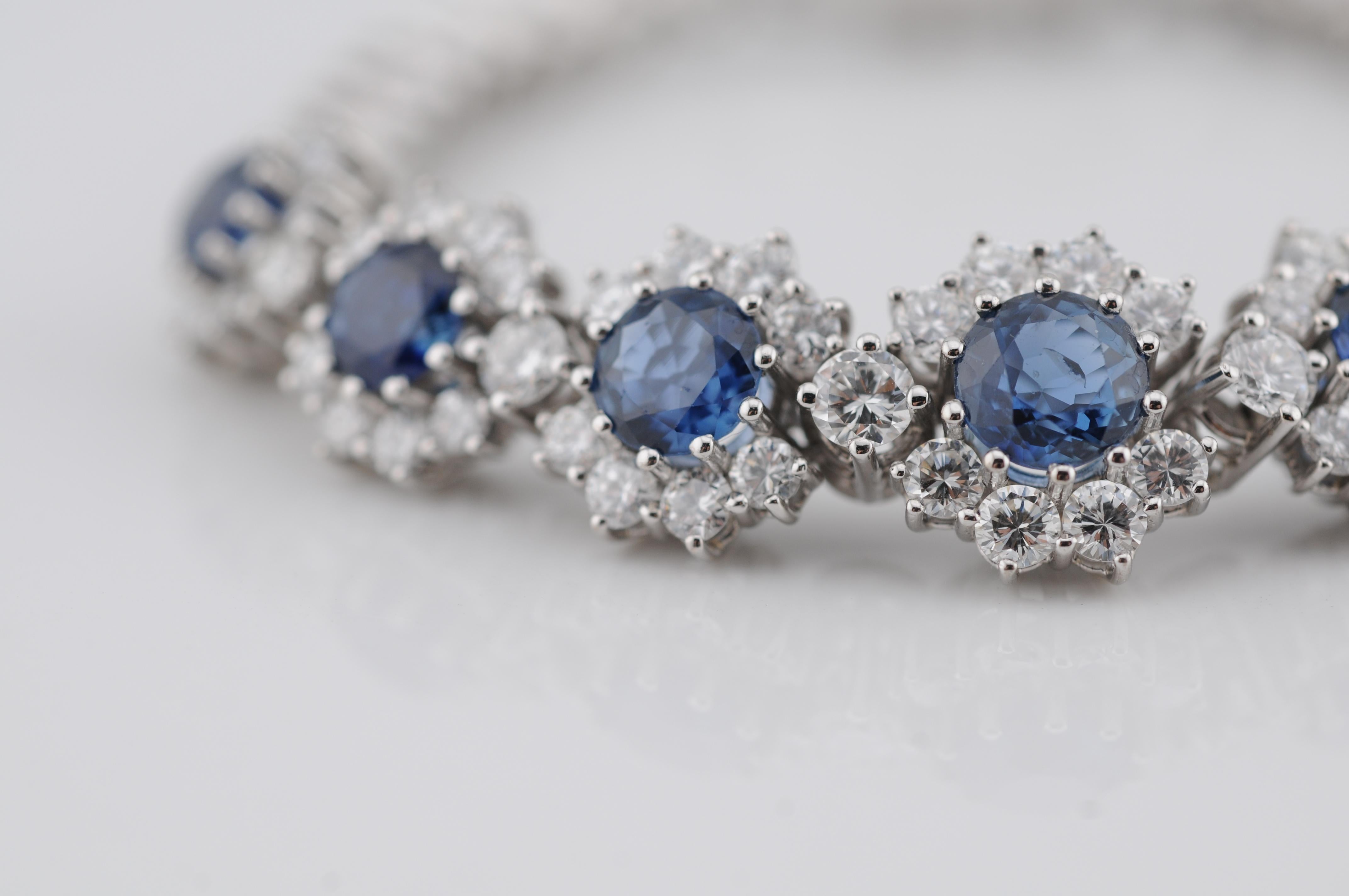 Conjunto de pulsera de oro real con zafiros naturales de Ceilán en venta 4