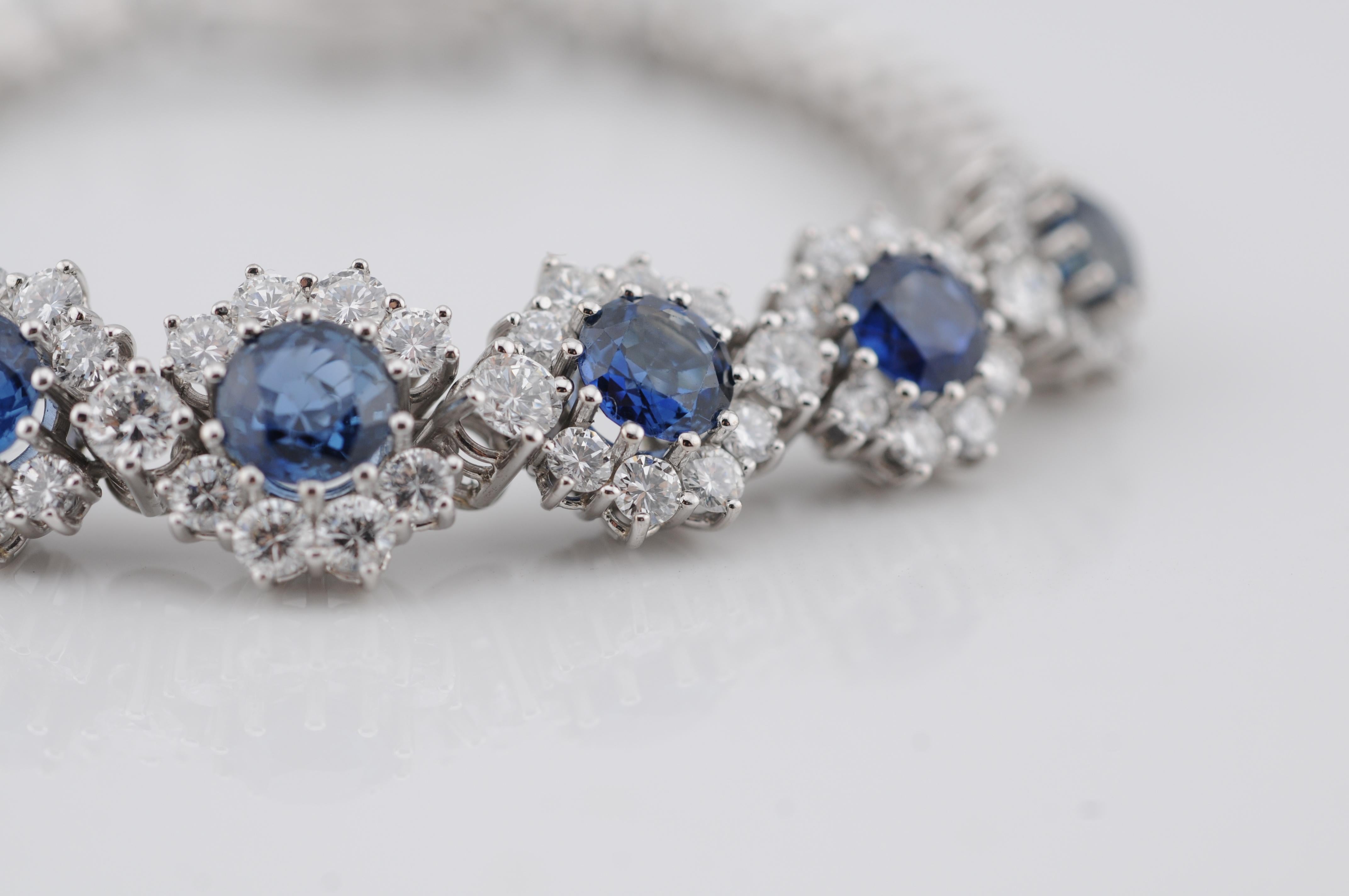 Conjunto de pulsera de oro real con zafiros naturales de Ceilán en venta 5