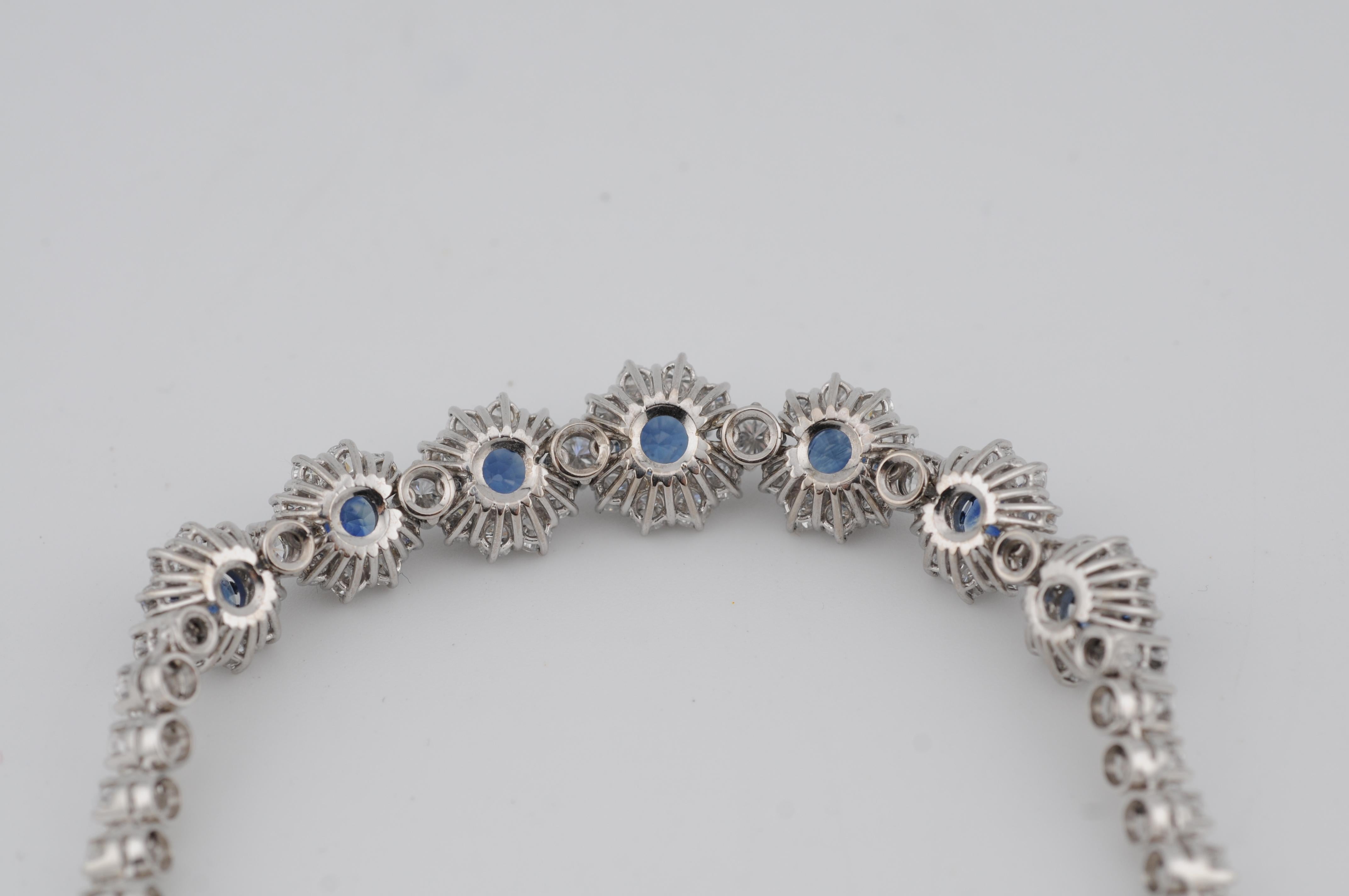 Conjunto de pulsera de oro real con zafiros naturales de Ceilán en venta 6