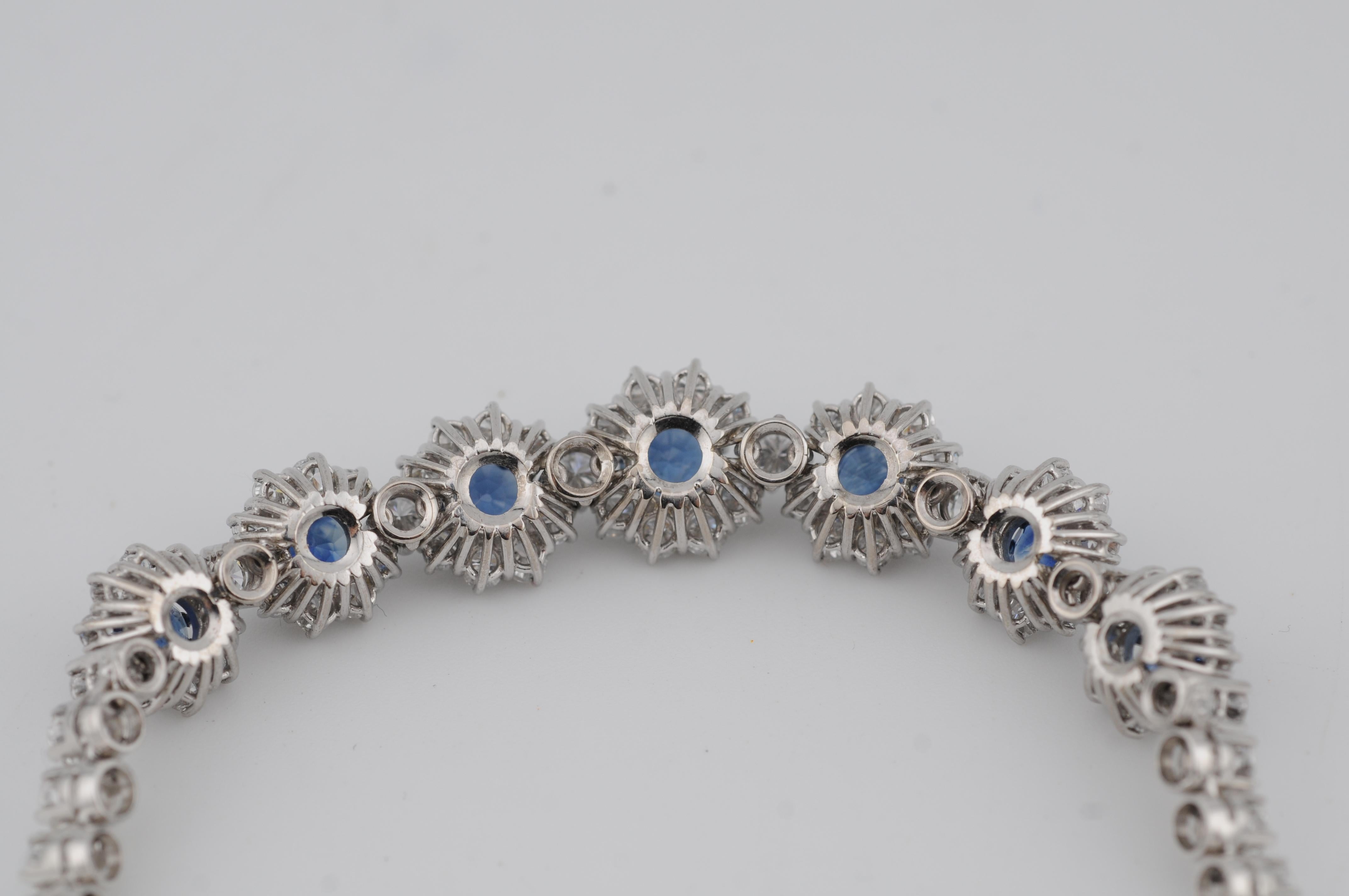 Conjunto de pulsera de oro real con zafiros naturales de Ceilán en venta 7