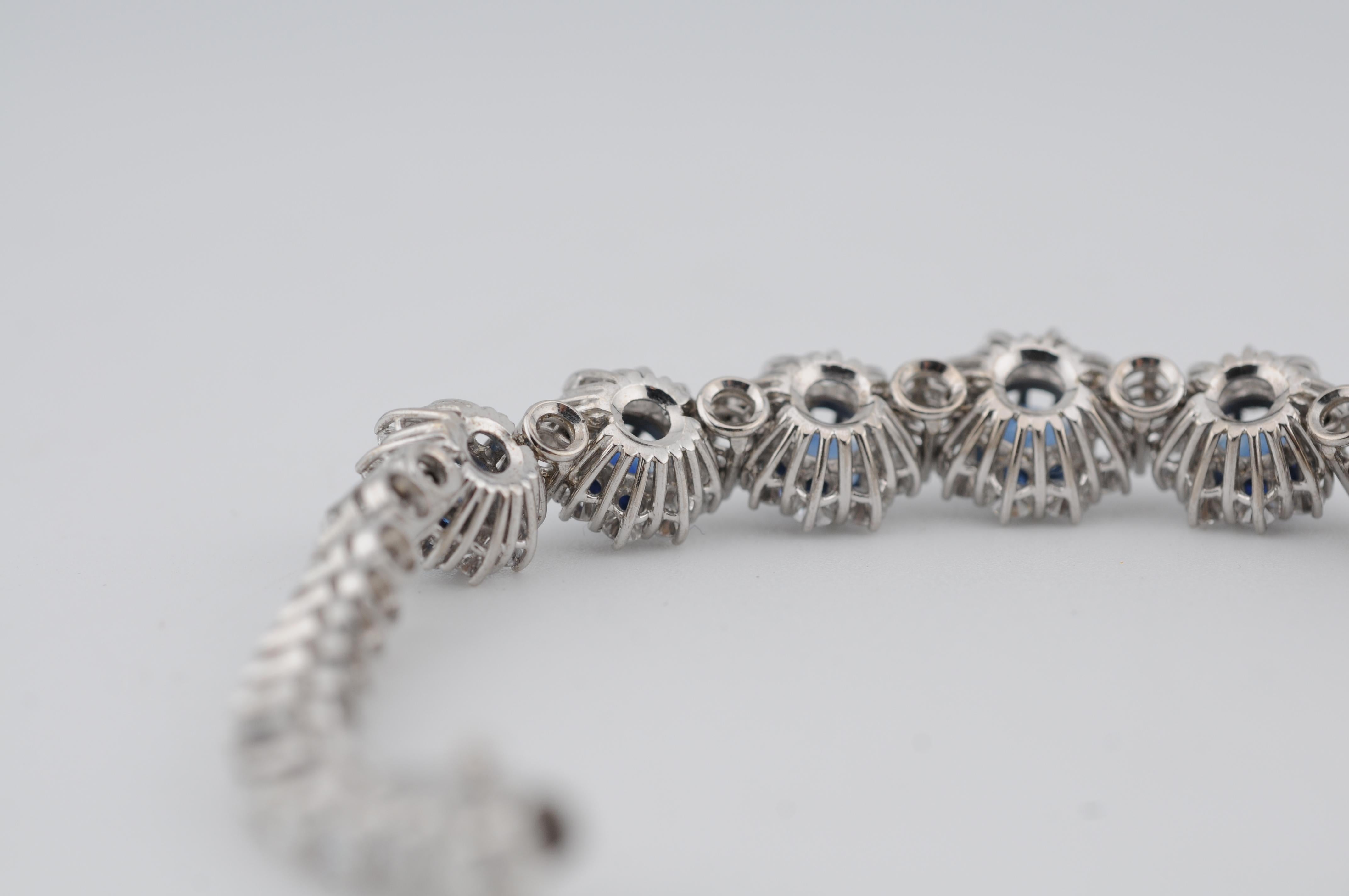 Conjunto de pulsera de oro real con zafiros naturales de Ceilán en venta 11