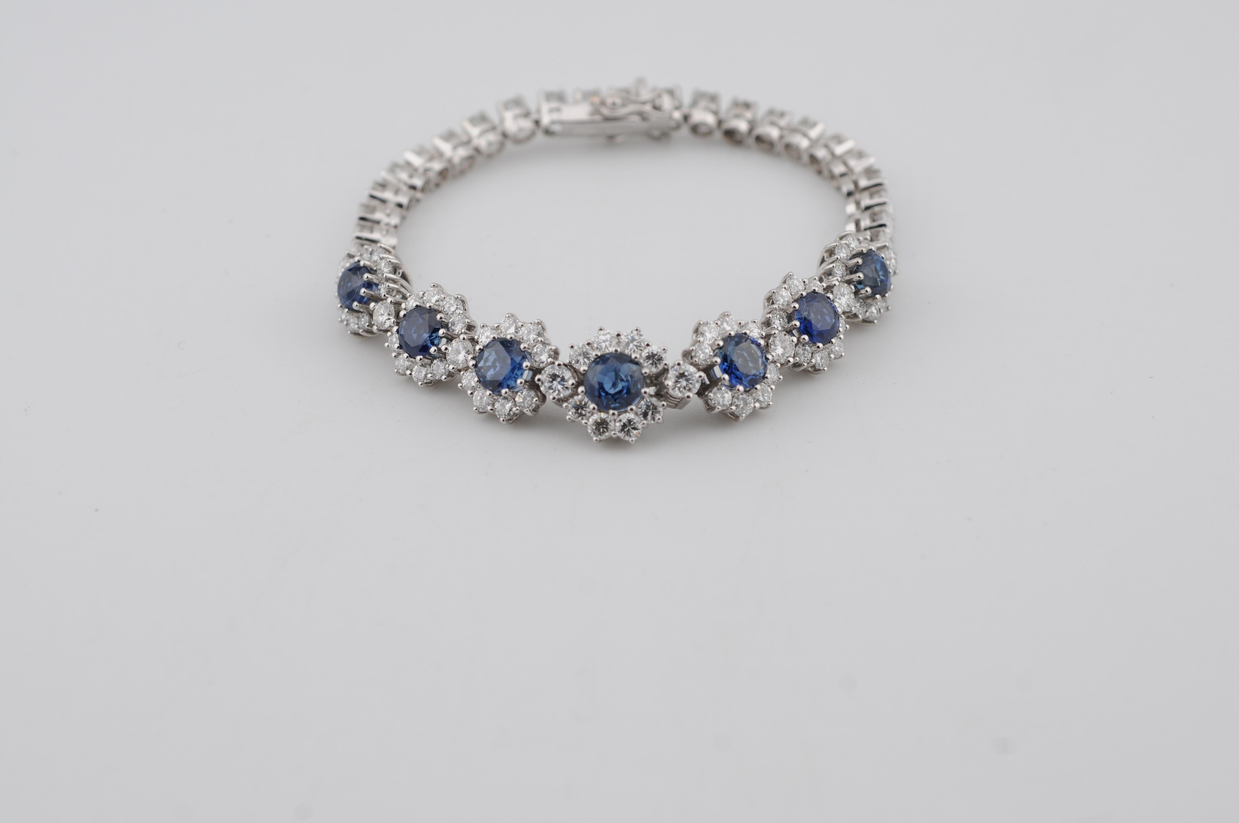 Conjunto de pulsera de oro real con zafiros naturales de Ceilán en venta 12