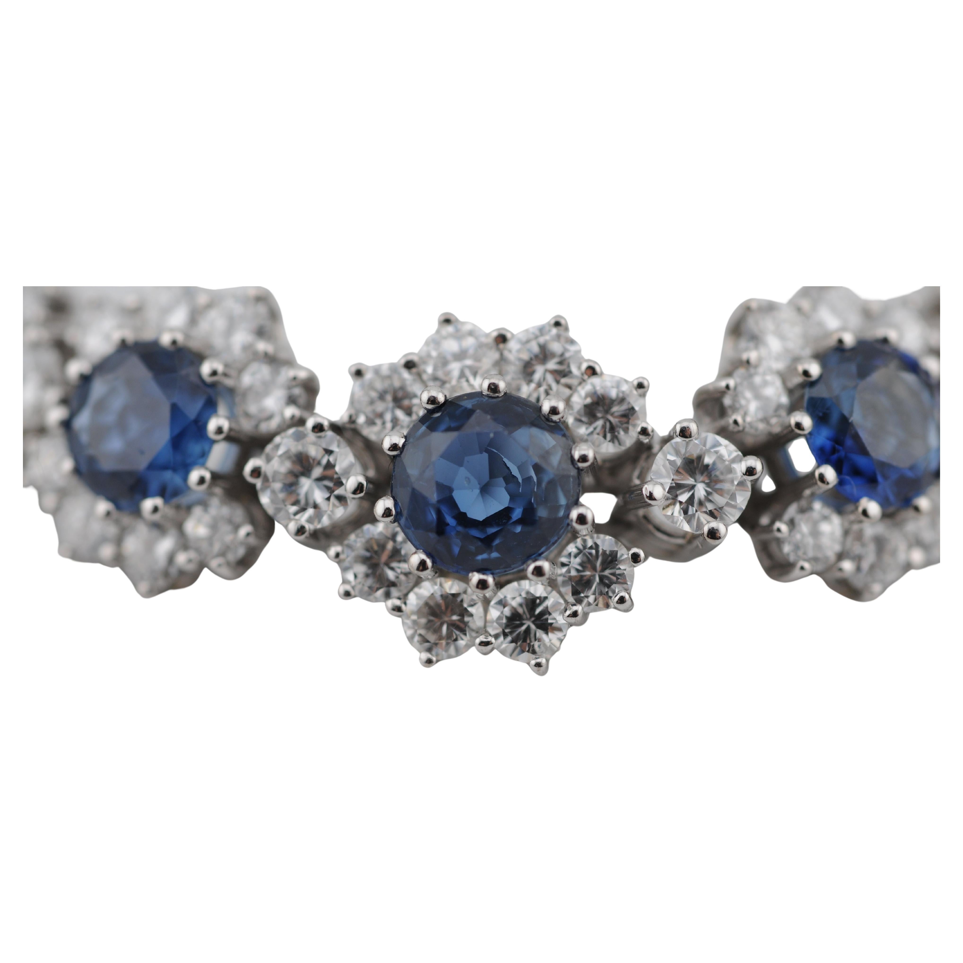 Conjunto de pulsera de oro real con zafiros naturales de Ceilán Movimiento estético en venta