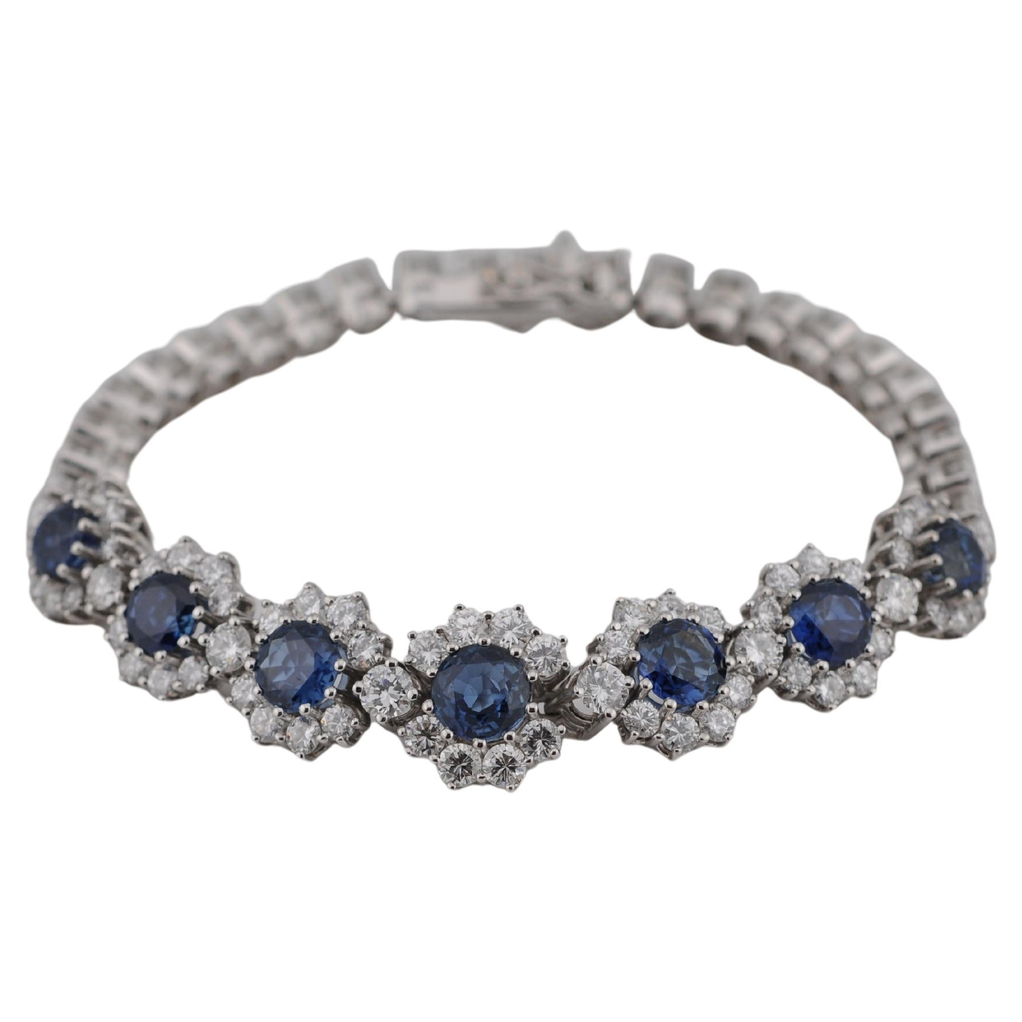 Conjunto de pulsera de oro real con zafiros naturales de Ceilán en Bueno estado para la venta en Berlin, BE