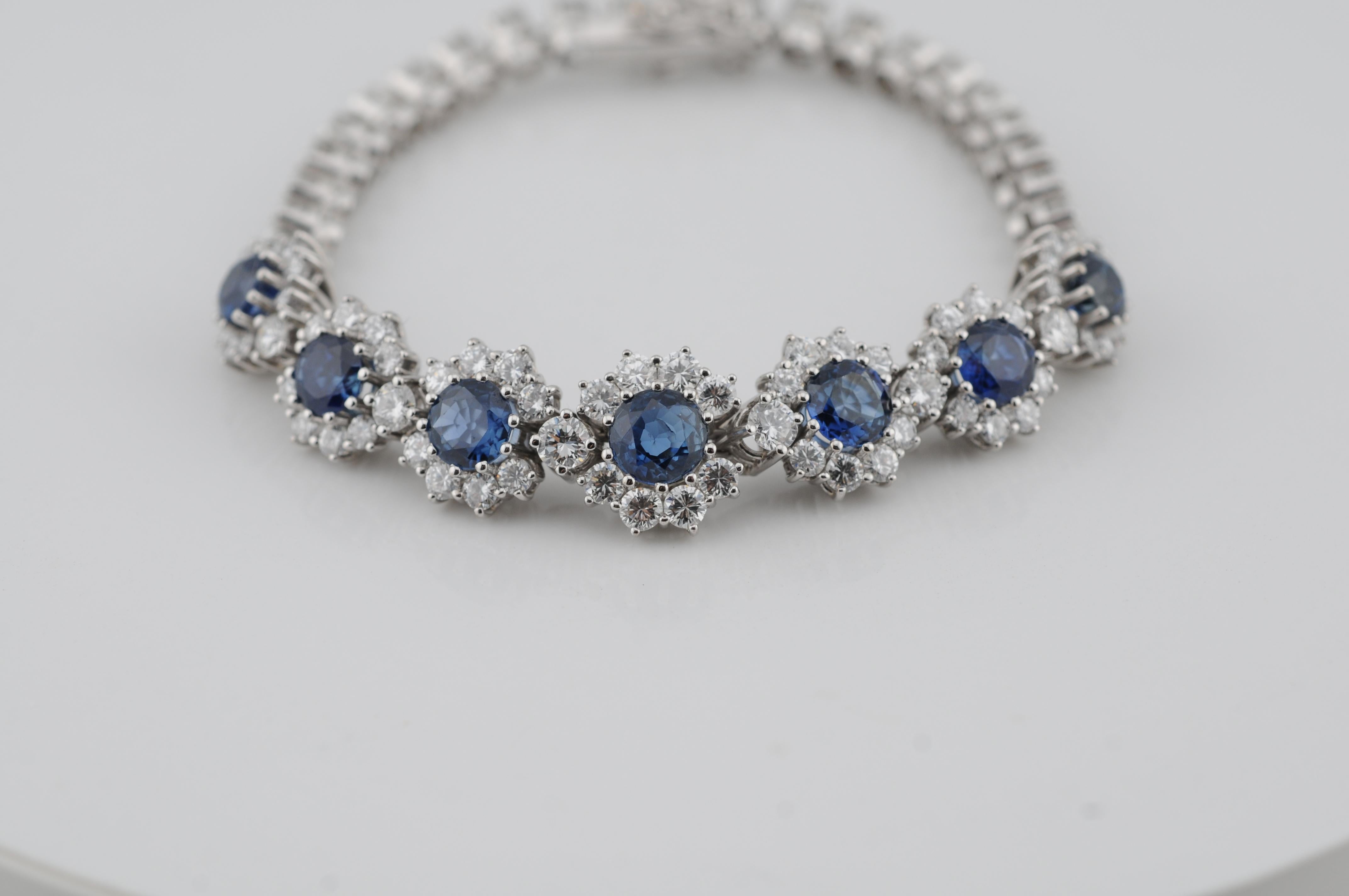 Conjunto de pulsera de oro real con zafiros naturales de Ceilán en venta 1