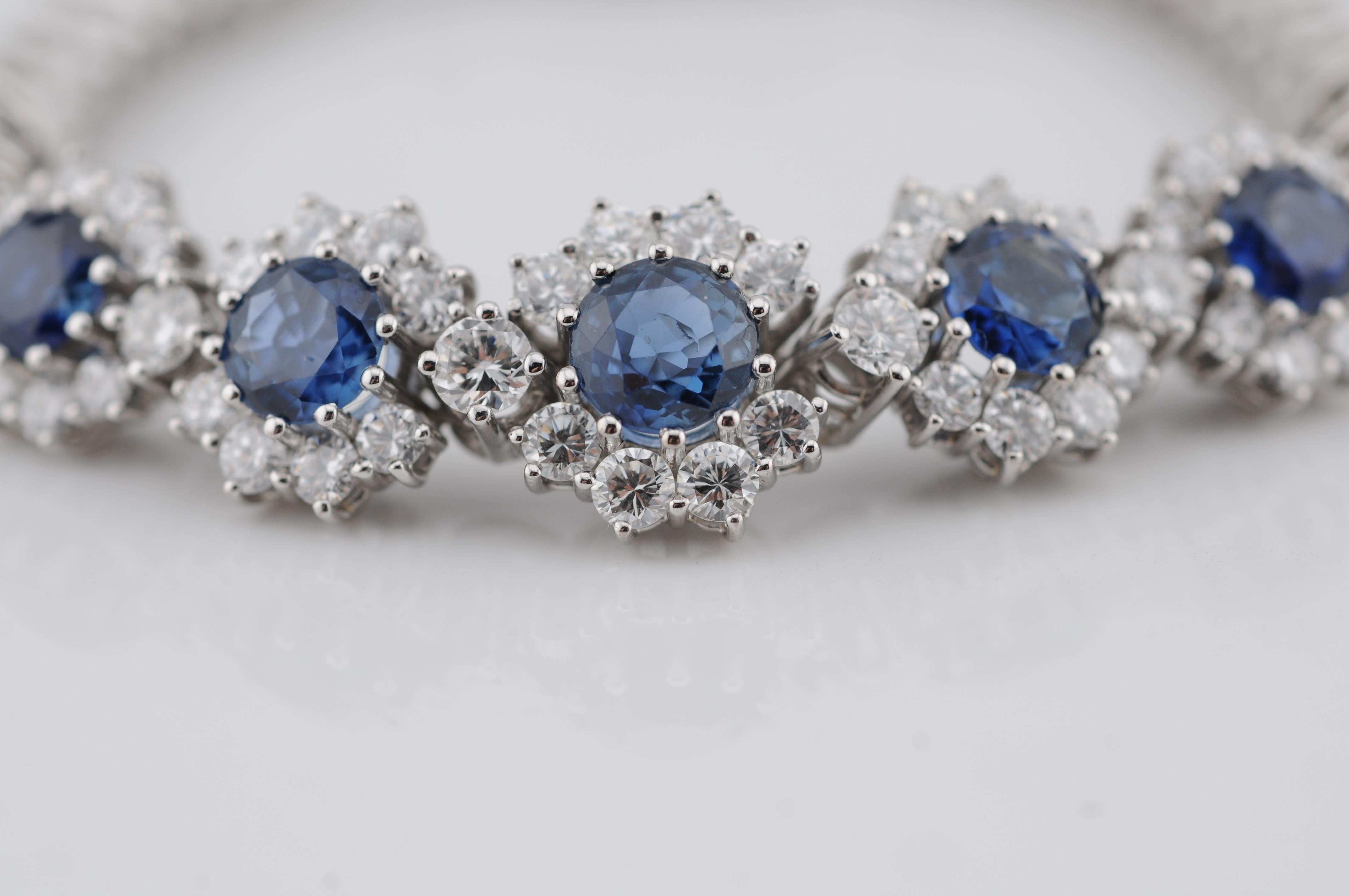 Conjunto de pulsera de oro real con zafiros naturales de Ceilán en venta 2