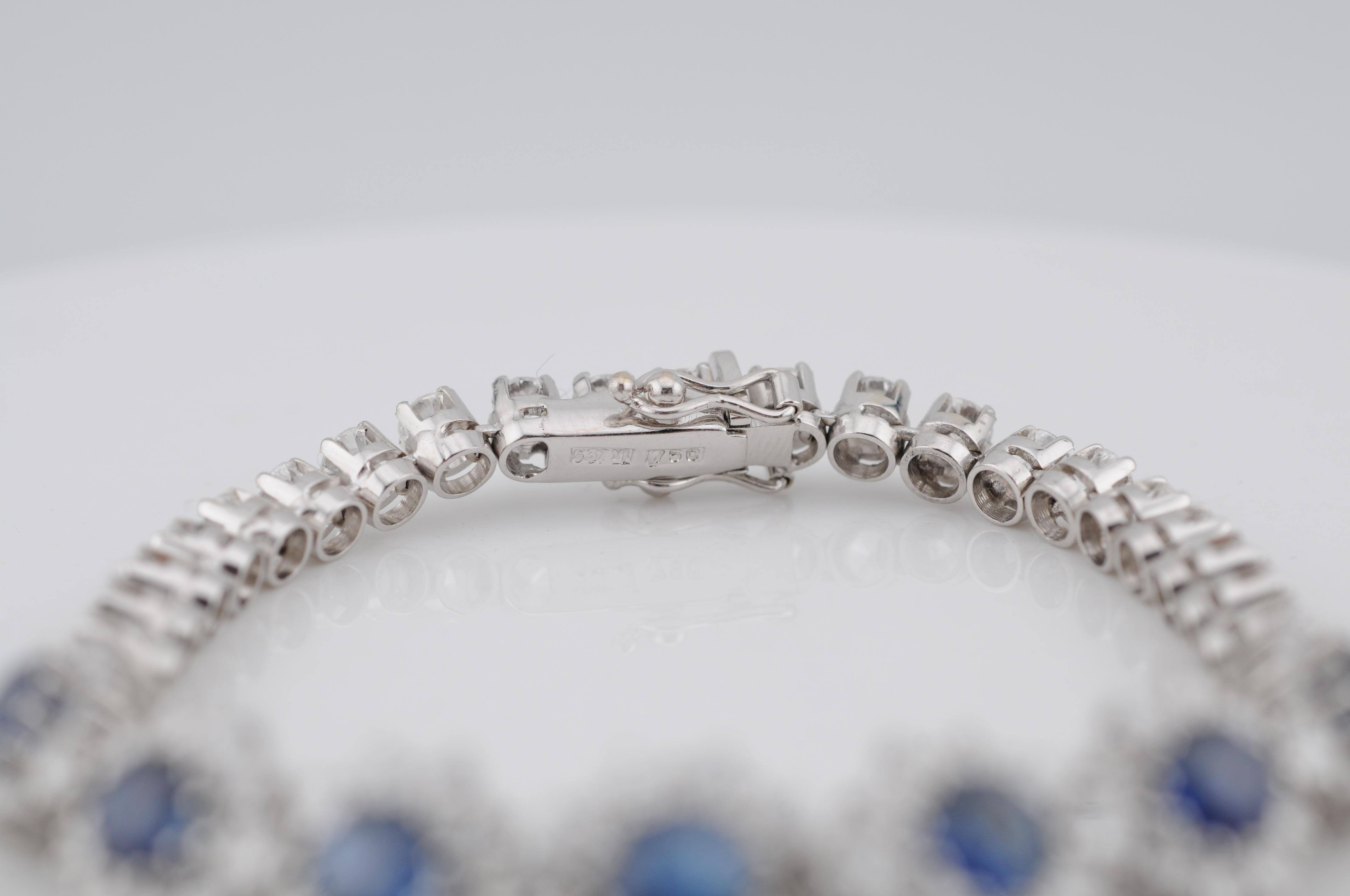 Conjunto de pulsera de oro real con zafiros naturales de Ceilán en venta 3