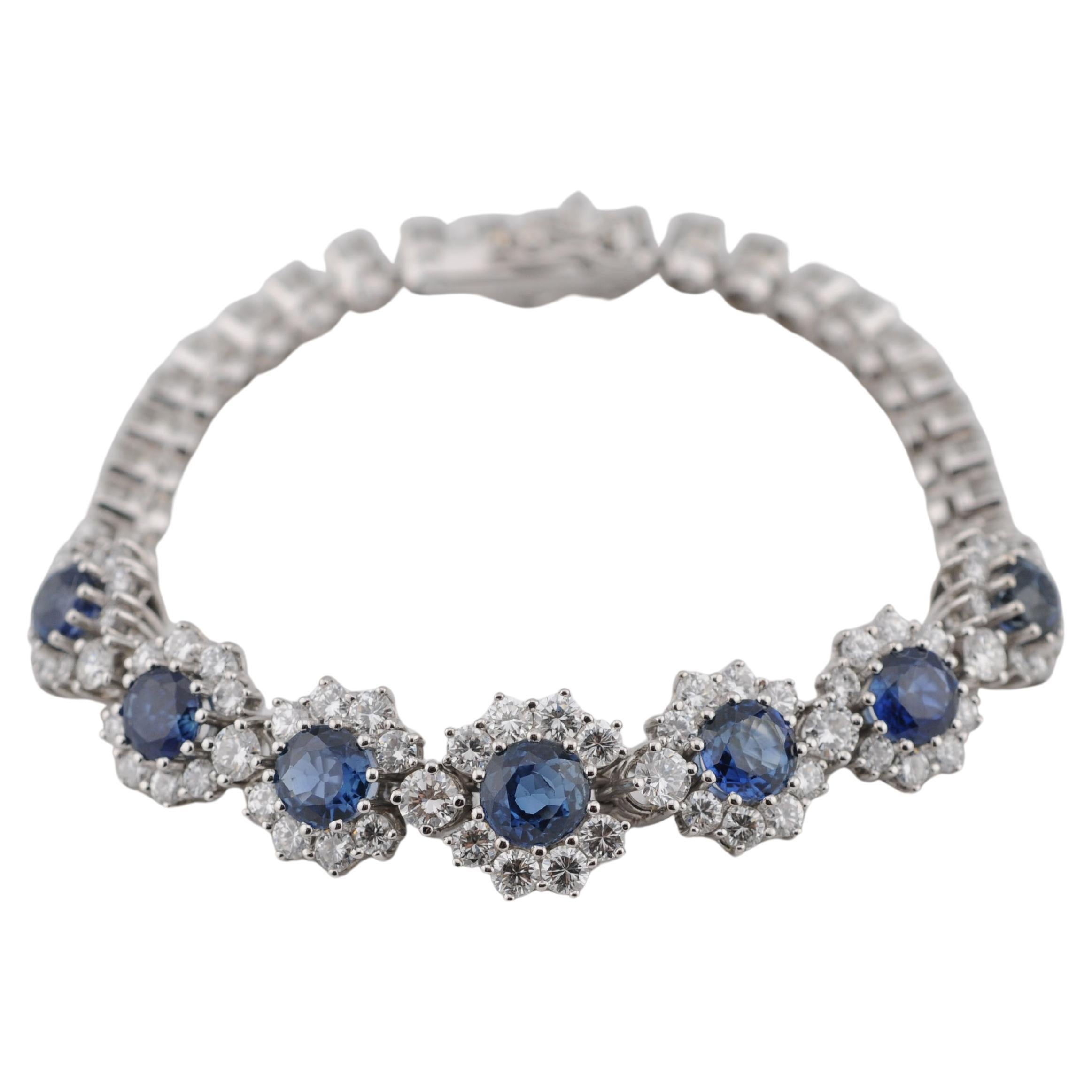 Conjunto de pulsera de oro real con zafiros naturales de Ceilán en venta