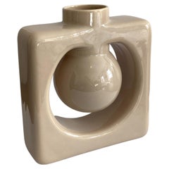 Haeger Beige Ecru Abstract Square Postmodern Vase