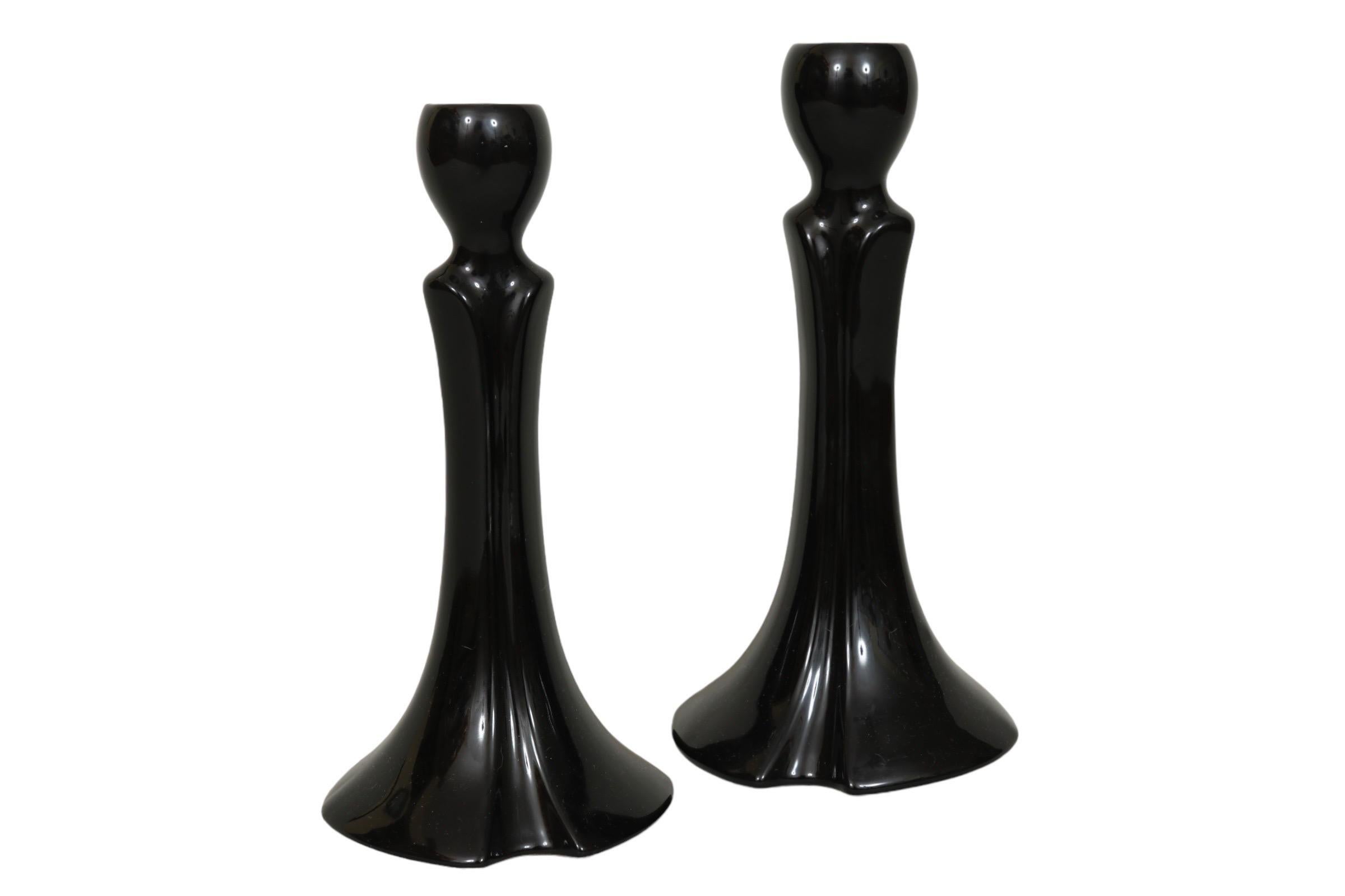 Portacandele in ceramica nera di Royal Haeger - una coppia In condizioni buone in vendita a Bradenton, FL