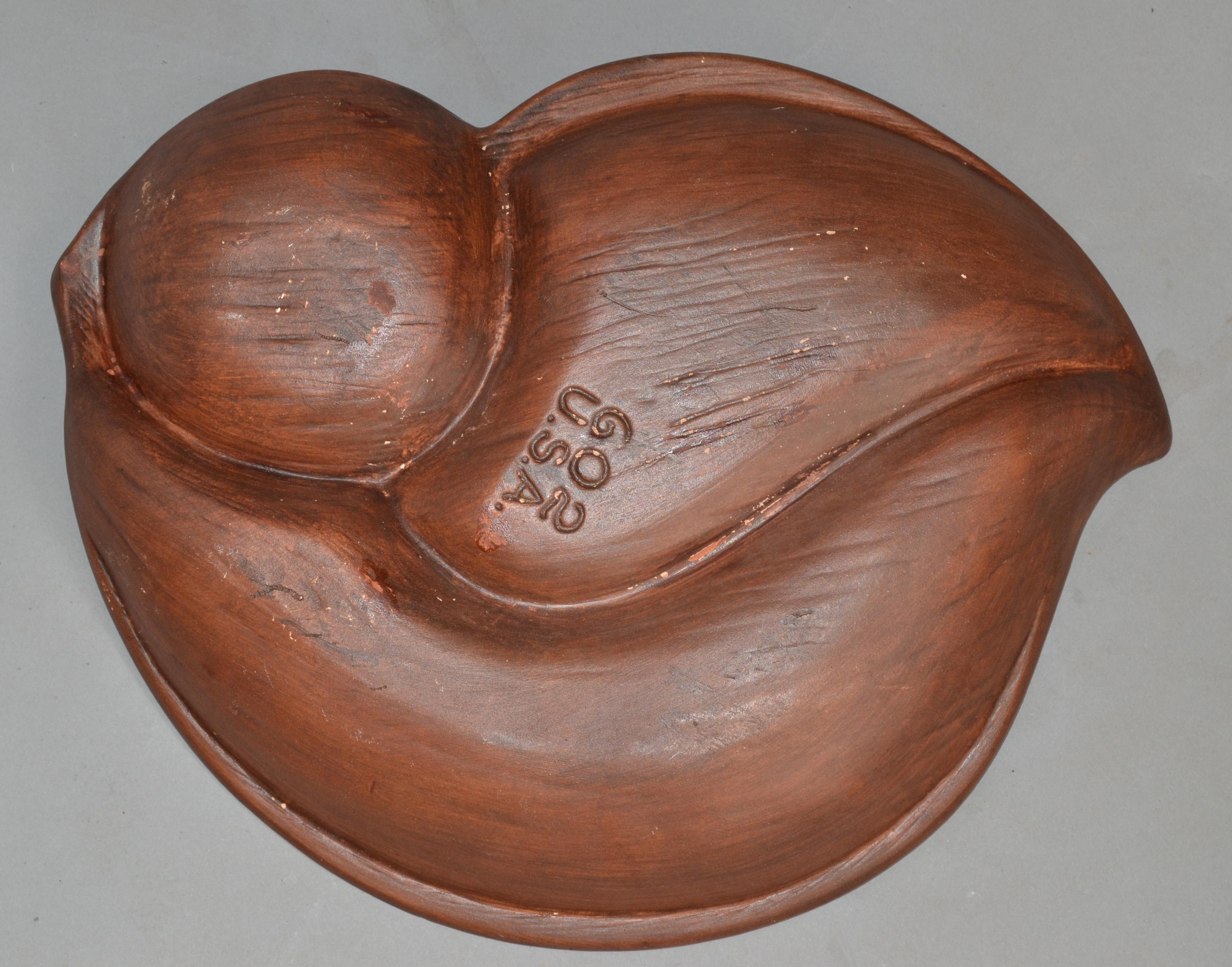 Keramik-Tpferwarenschale in Braun, Grn und Trkis glasiert, Mid-Century Modern, USA im Angebot 3