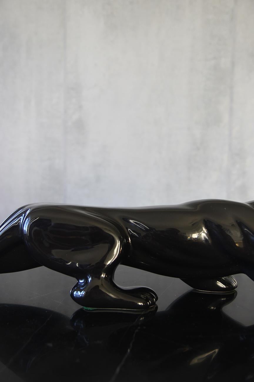 20th Century Royal Haeger Ceramic Black Panther Sculpture For Sale