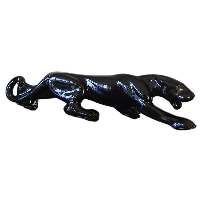 Royal Haeger Schwarze Panther-Skulptur aus Keramik