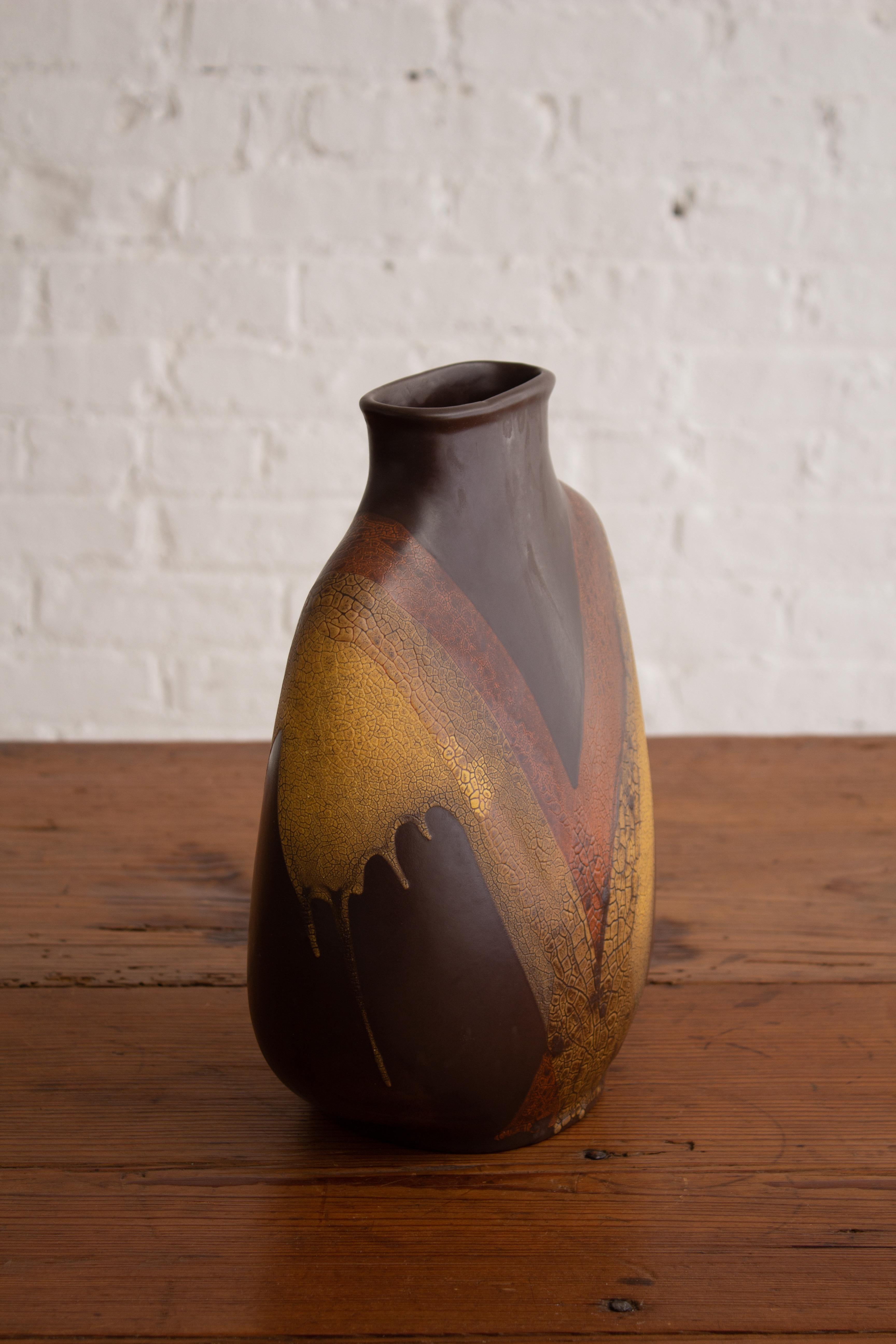 Mid-Century Modern Vase en forme de flasque Royal Haeger Earth Wrap en vente