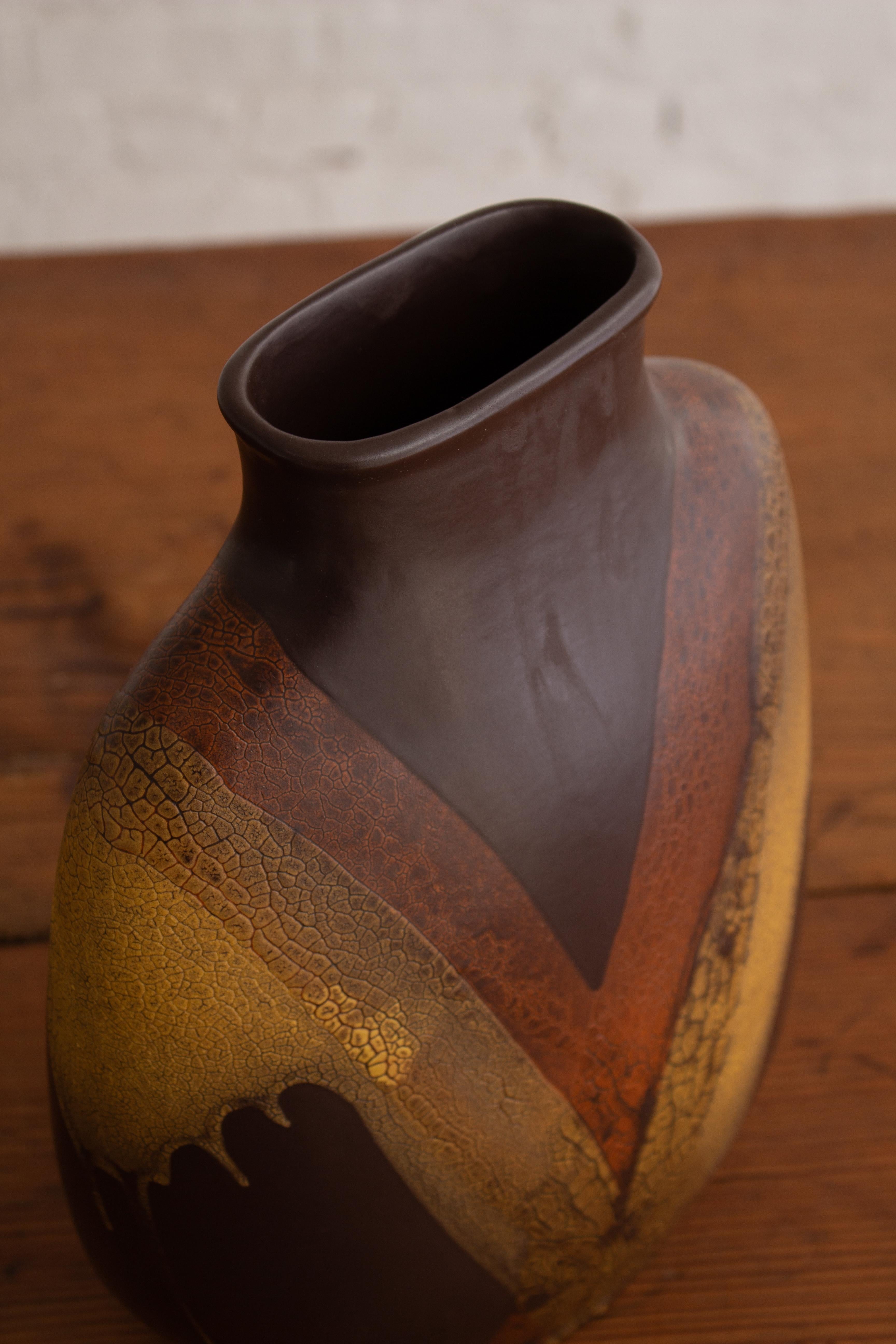 Glazed Royal Haeger “Earth Wrap” Flask Form Vase For Sale