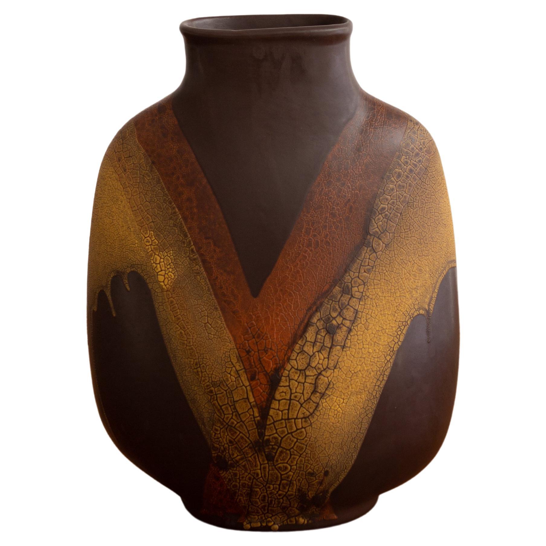 Vase en forme de flasque Royal Haeger Earth Wrap