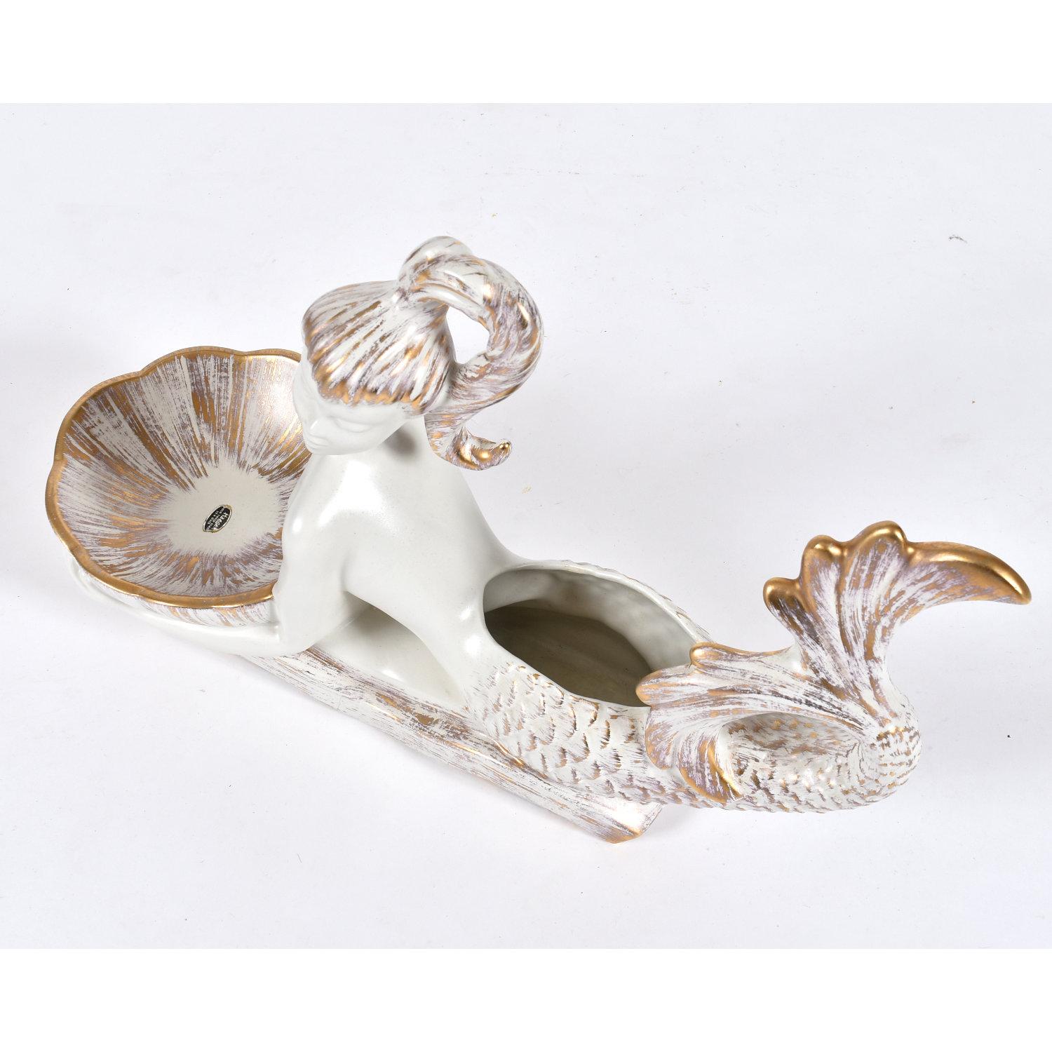 Royal Haeger Gold Tweed Mermaid Planter Cendriers et Candy Dish Set 6