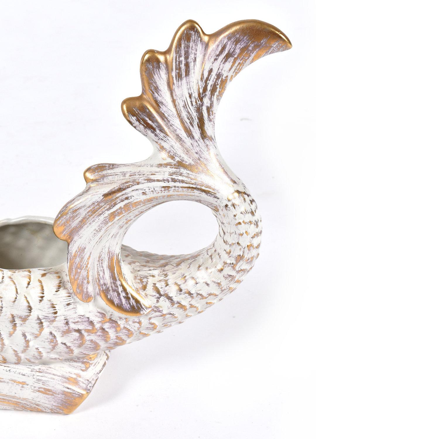 Céramique Royal Haeger Gold Tweed Mermaid Planter Cendriers et Candy Dish Set