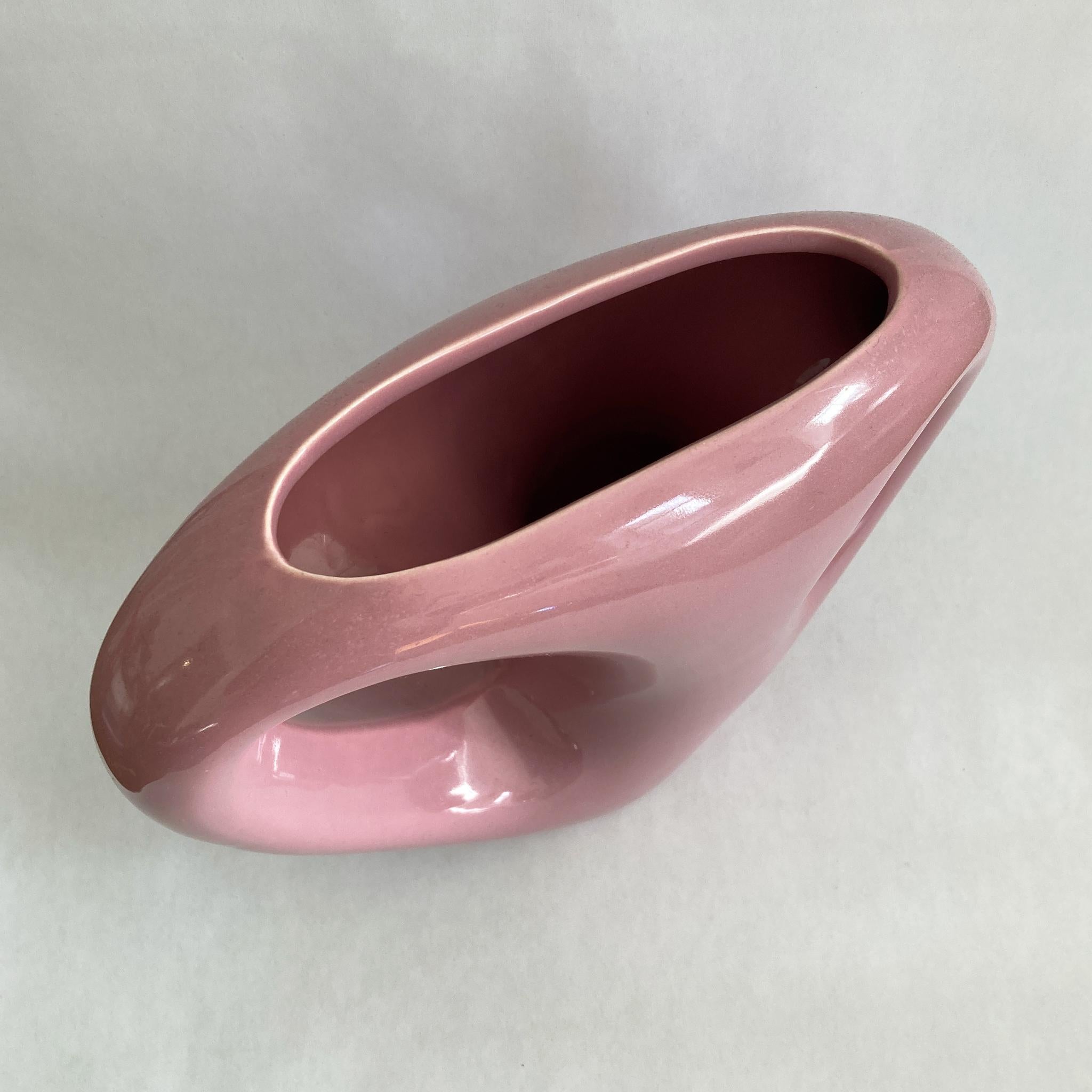 Glazed Haeger Mauve Pink Abstract Vase, Postmodern