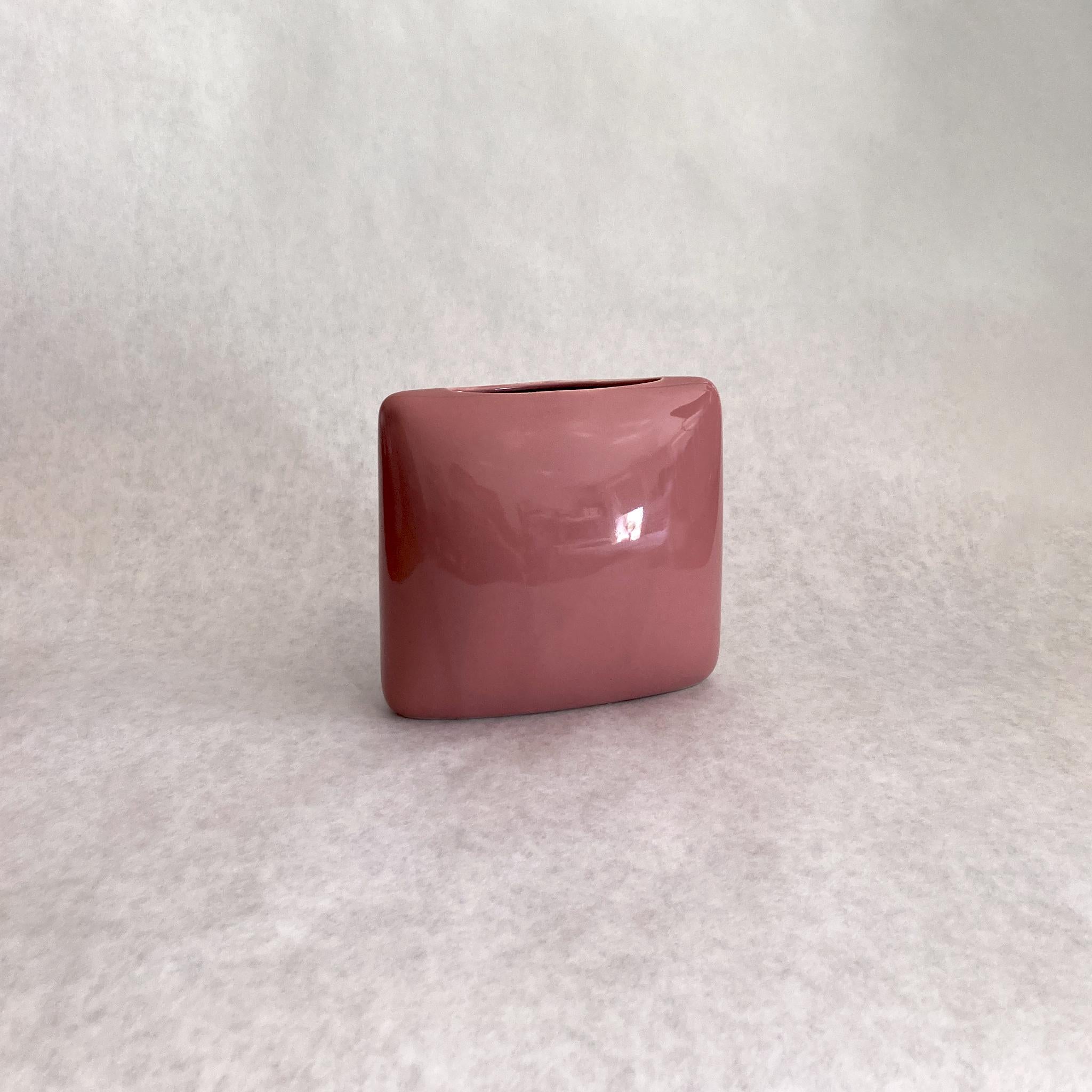 American Royal Haeger Mauve Pink Rounded Square Vase