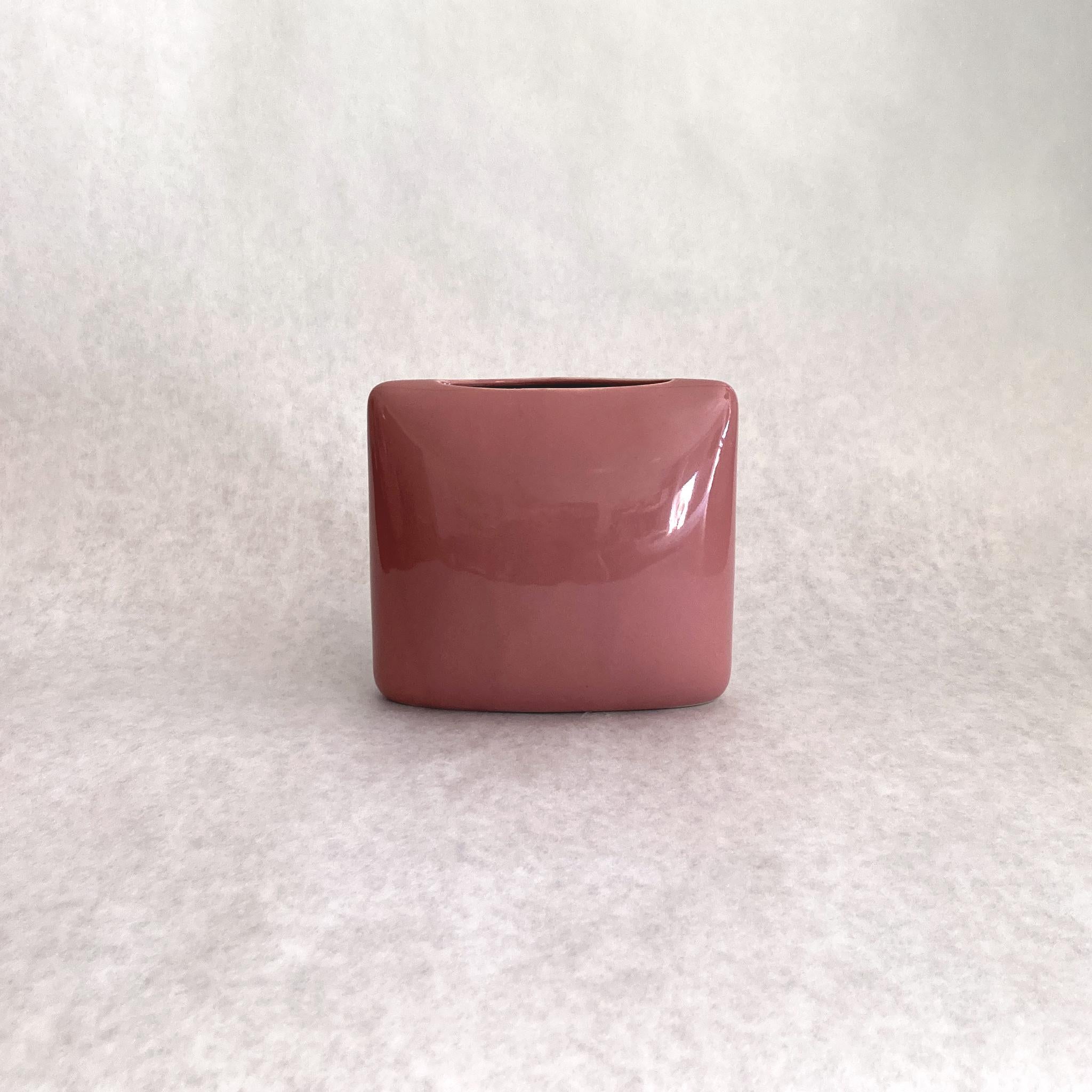 Glazed Royal Haeger Mauve Pink Rounded Square Vase