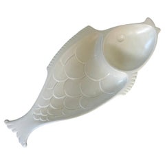 Royal Haeger Mid-Century Modern White Ceramic Fish Serving Platter, Model 854-H
