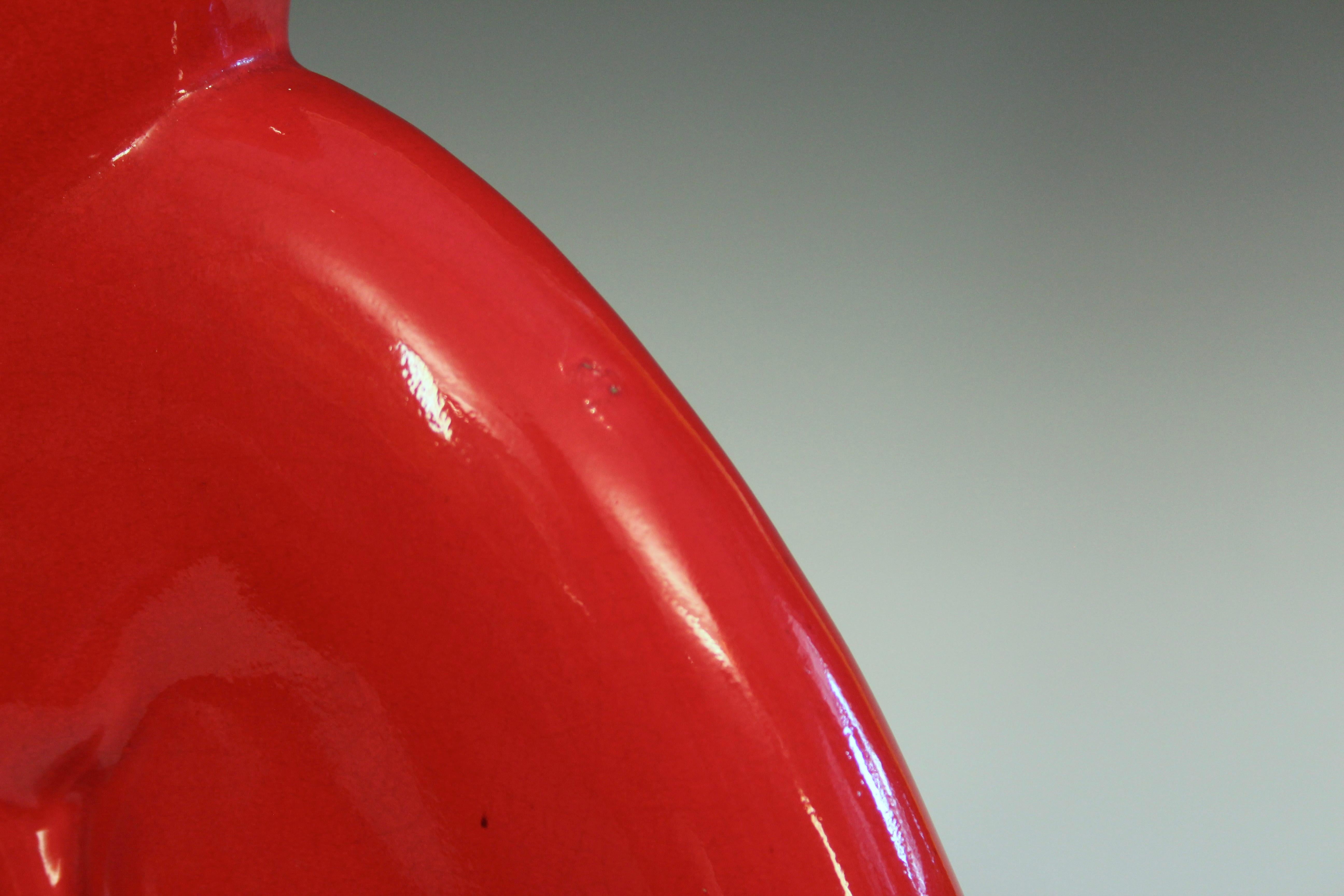 Molded Royal Haeger Pottery Deep Red Glaze Cat 20.5”